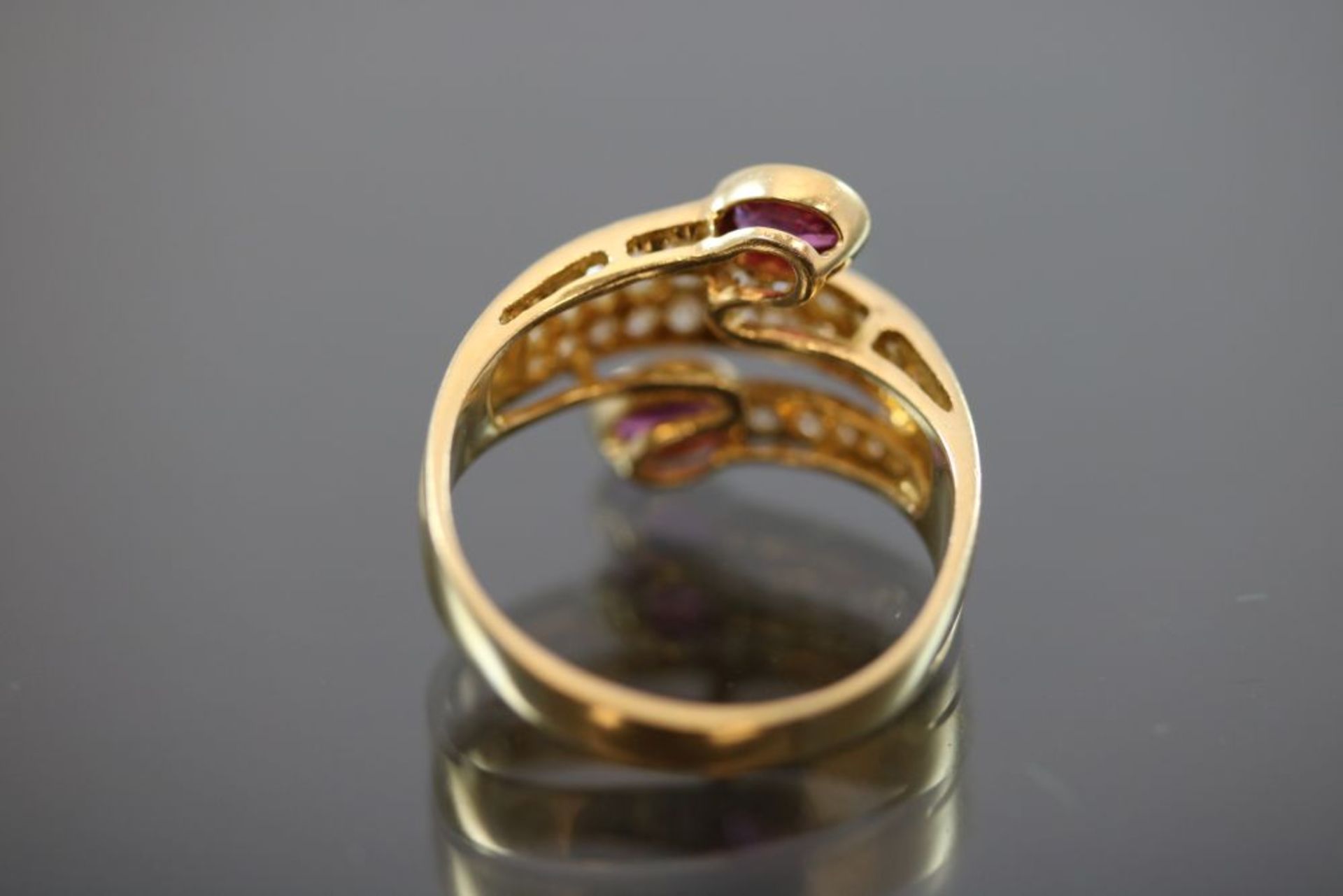 Rubin-Diamant-Ring, 750 Gold - Bild 3 aus 3