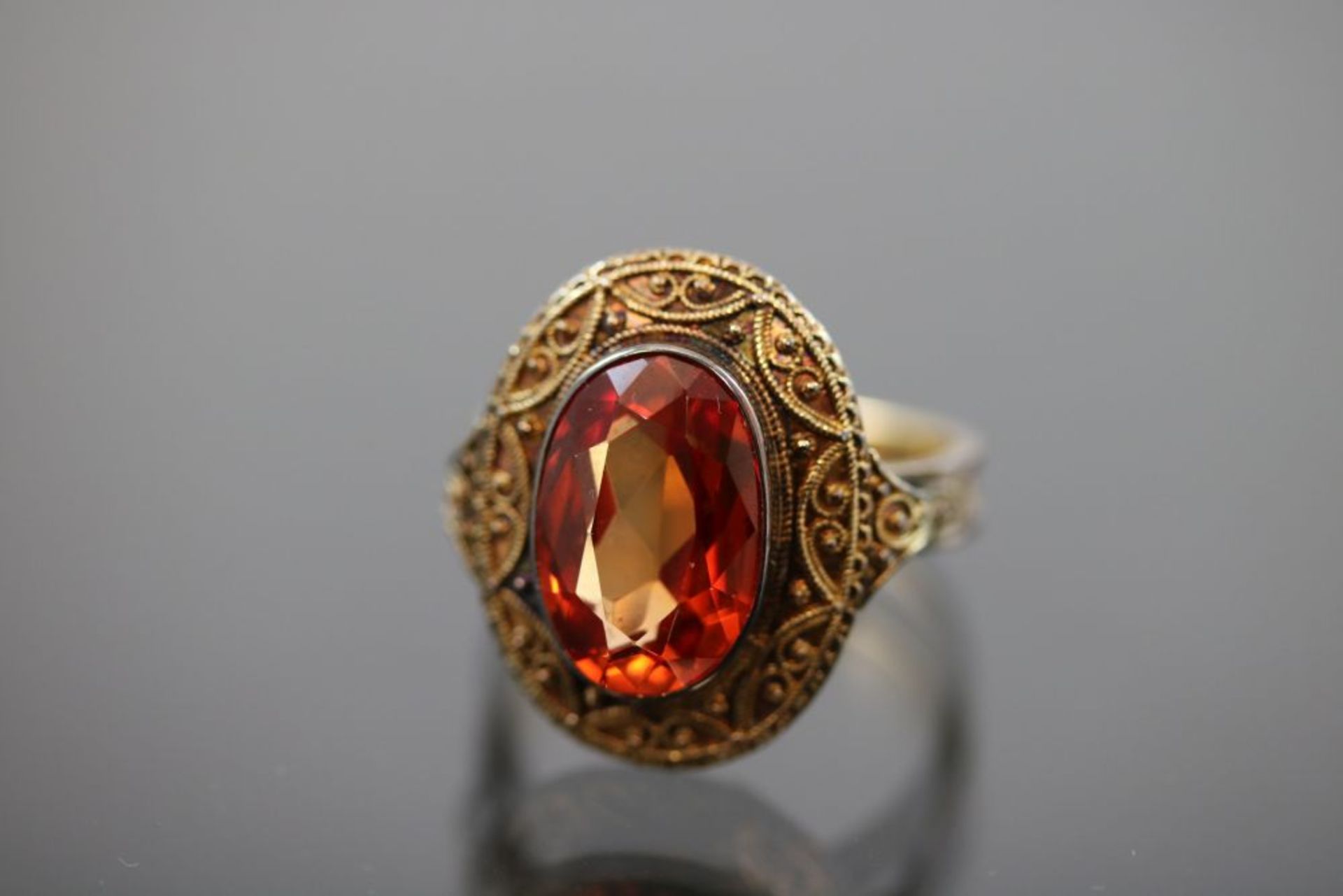 Granat-Ring, 585 Gelbgold