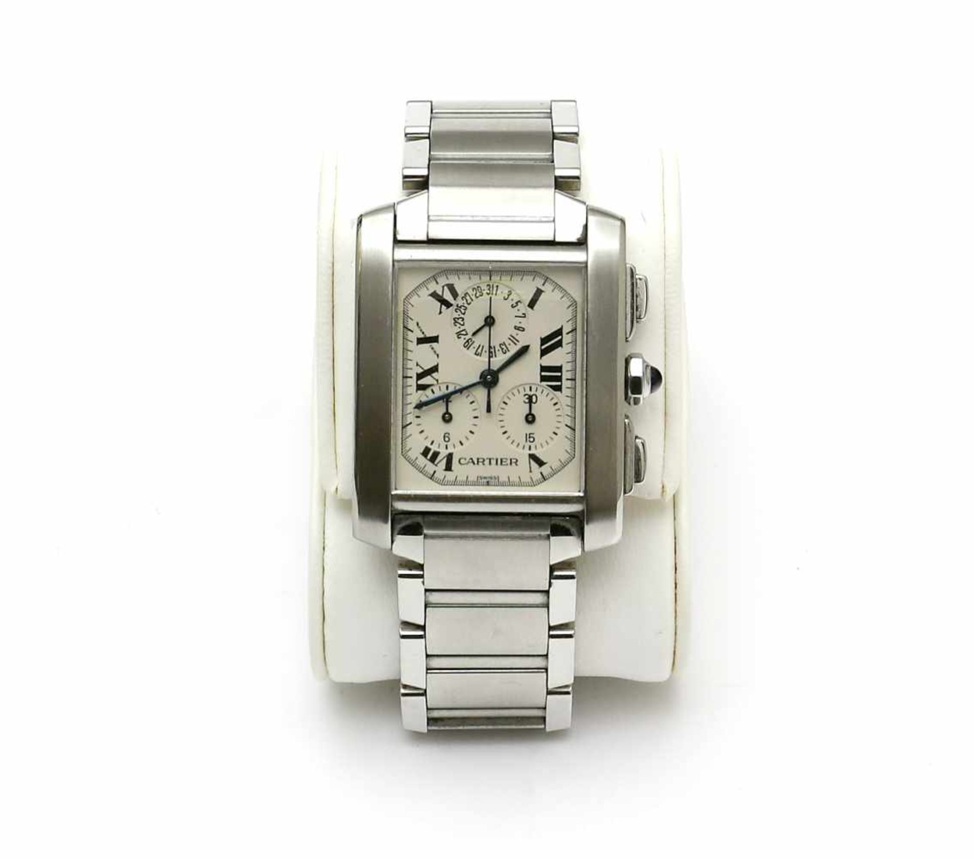 Uhr, Armbanduhr, Cartier, Tank, Francaise, Stahl, Chronograph Quarz, 212 P, 2002