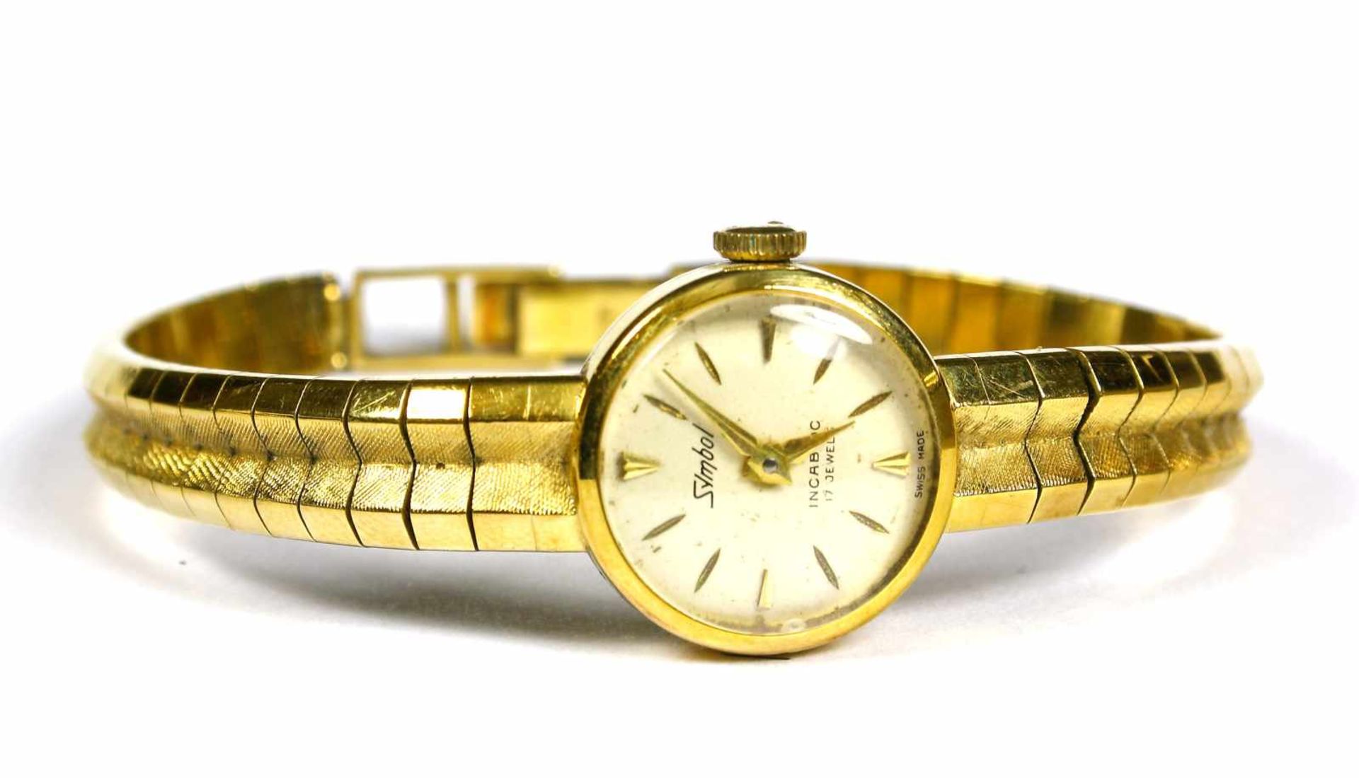 Uhr, Damenarmbanduhr, Symbol, 750er GG. mit Ansatzband