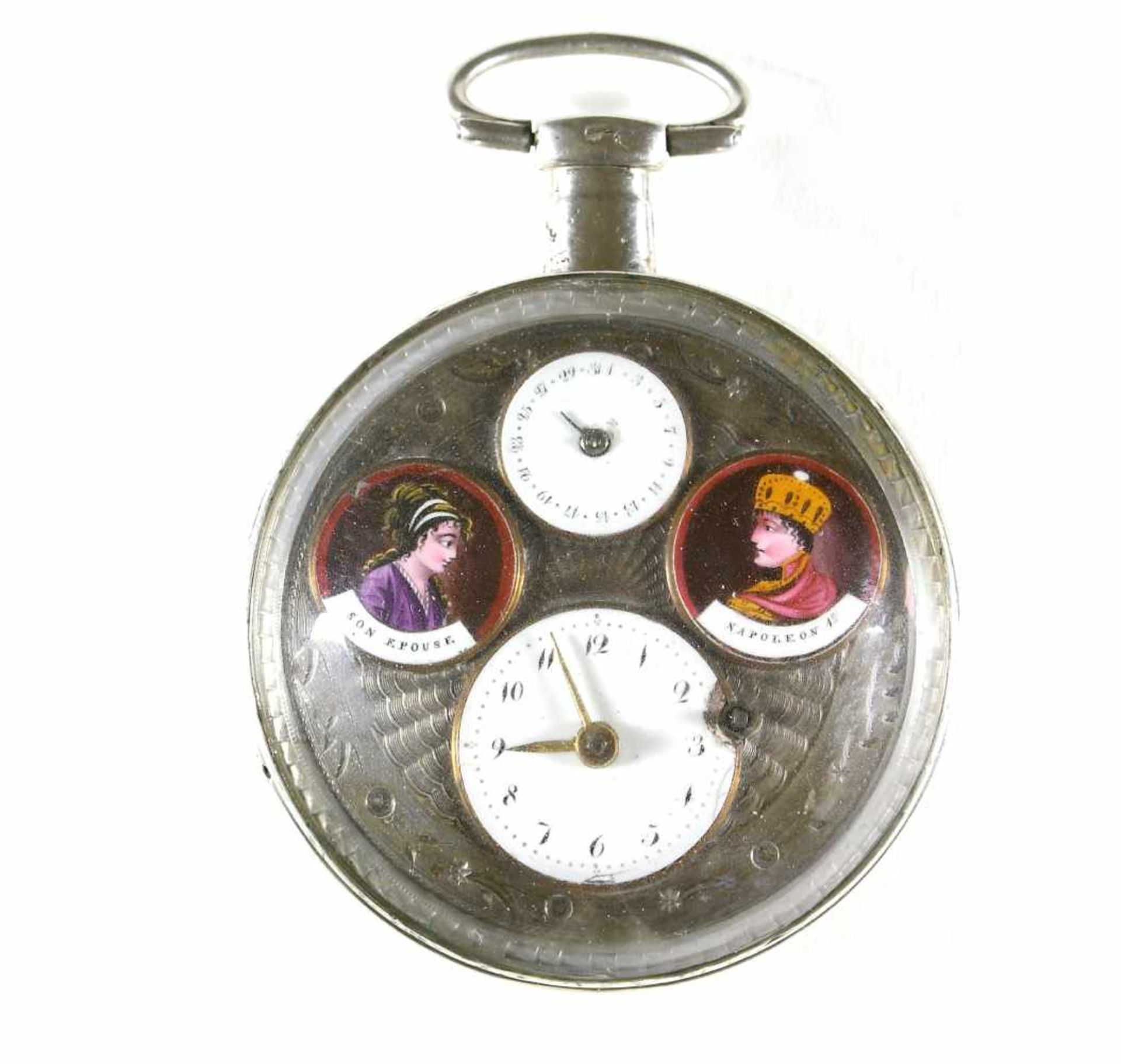Uhr, Spindeltaschenuhr, Silber, Frankreich, um 1800