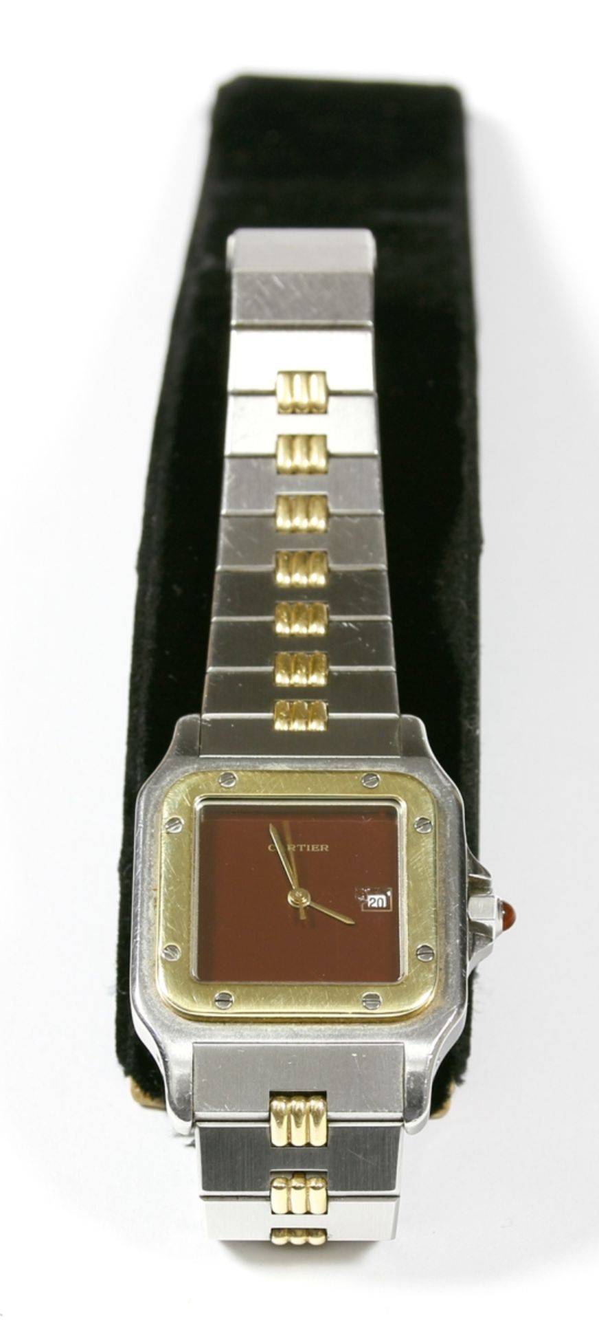 Uhr, Herrenarmbanduhr, Stahl/Gold, Cartier, Santos Carrée, Automatik, 1994