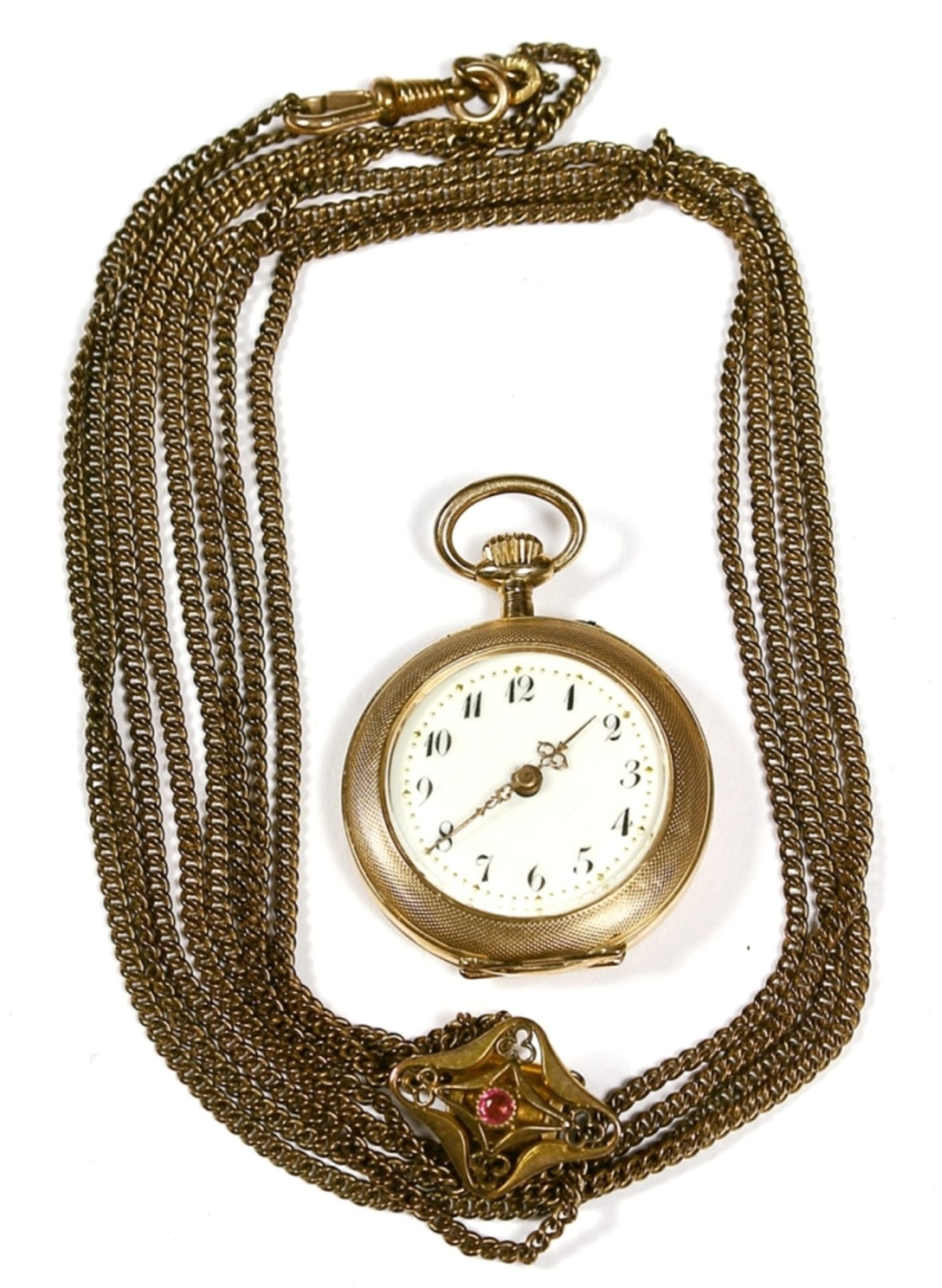 Uhr, Damenhängeuhr, 585/333er GG., um 1900