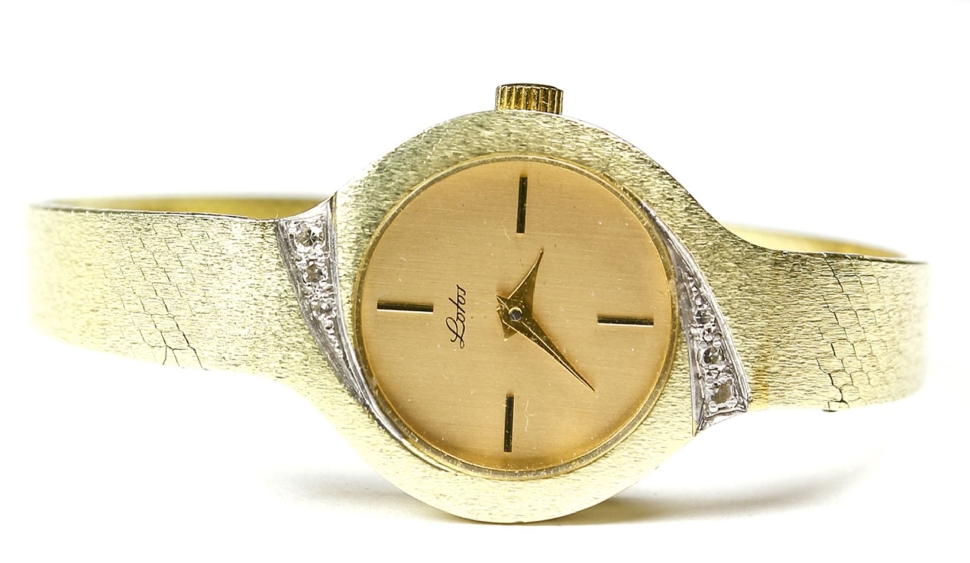 Uhr, Damenarmbanduhr, 585er GG., Lotos