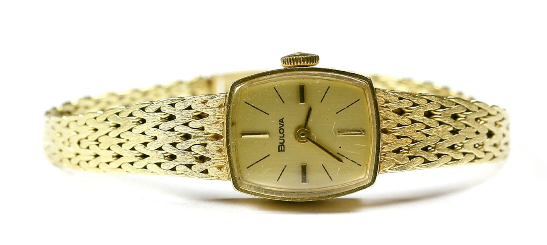 Uhr, Damenarmbanduhr, 585er GG. Bulova
