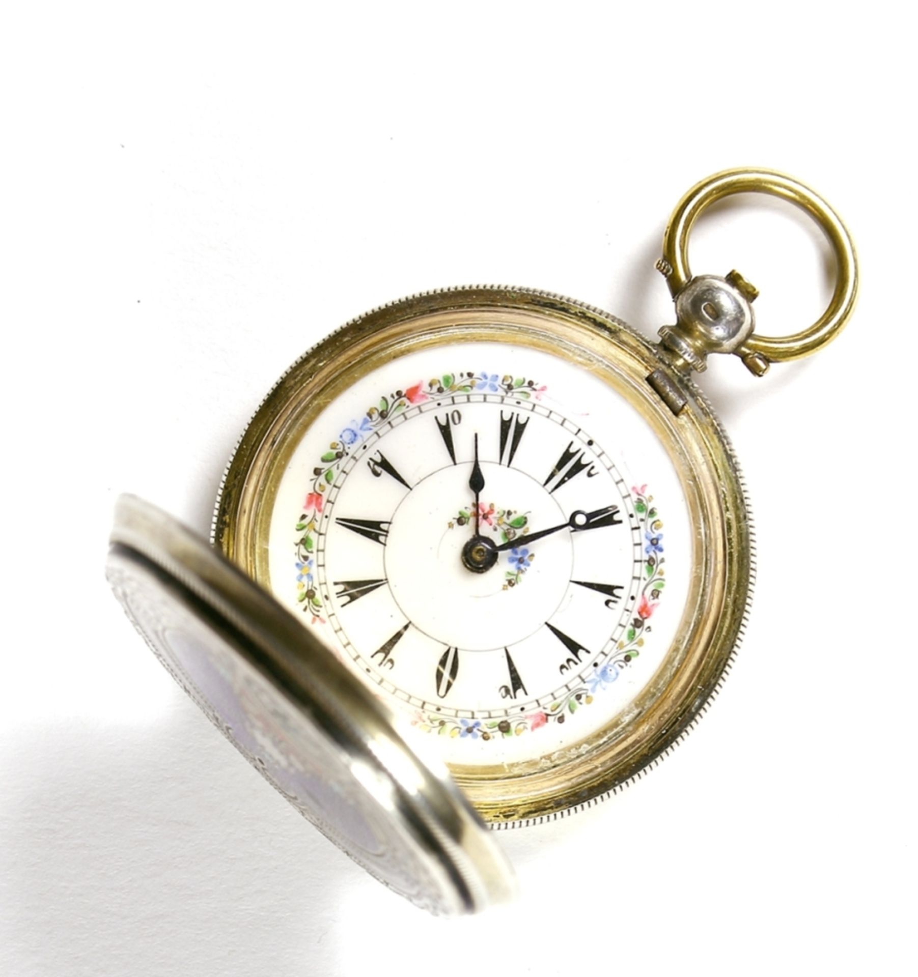 Taschenuhr, 800er Silber/Emaille, Le Roy a Paris, für den türkischen Markt, um 1900