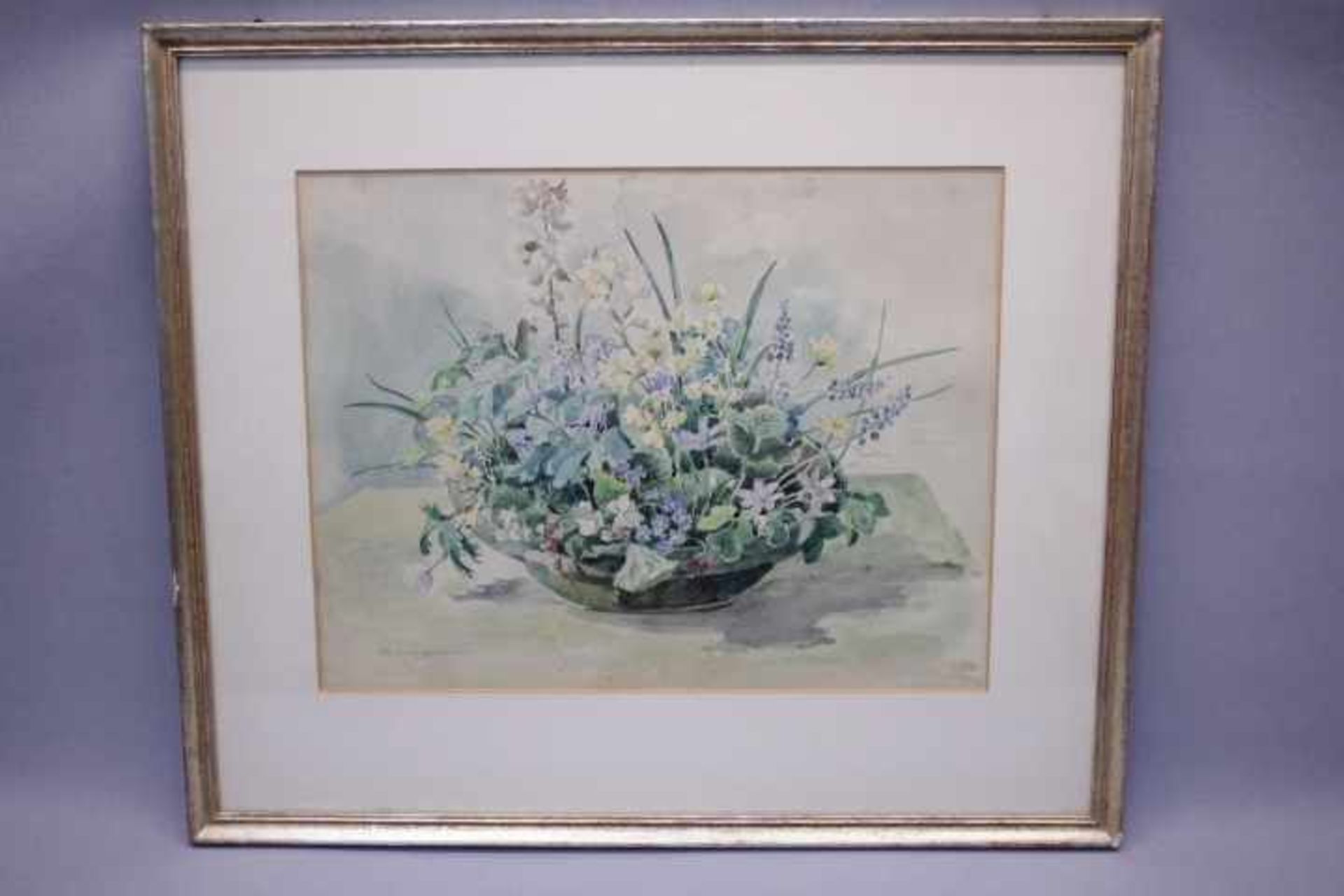 Umgelter Hermann 1891-1962 Frühlings Blumen in Schale «AquarellBlatt Größe: 35x27cmIm Passep.li.u.