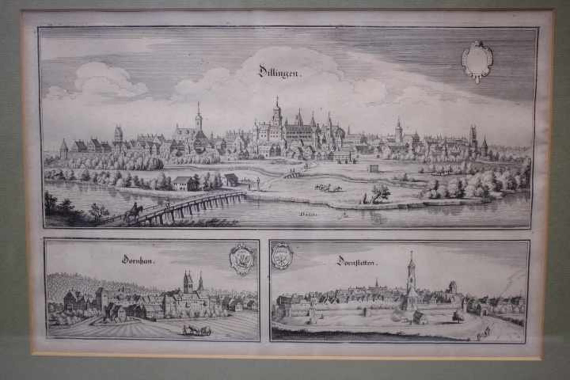 Merian Matthaeus 1593-16502 x 3 Grafiken in einem Blatt1.Dillingen,Dornstetten,Dornhan32 x 21cm2.A - Image 4 of 5