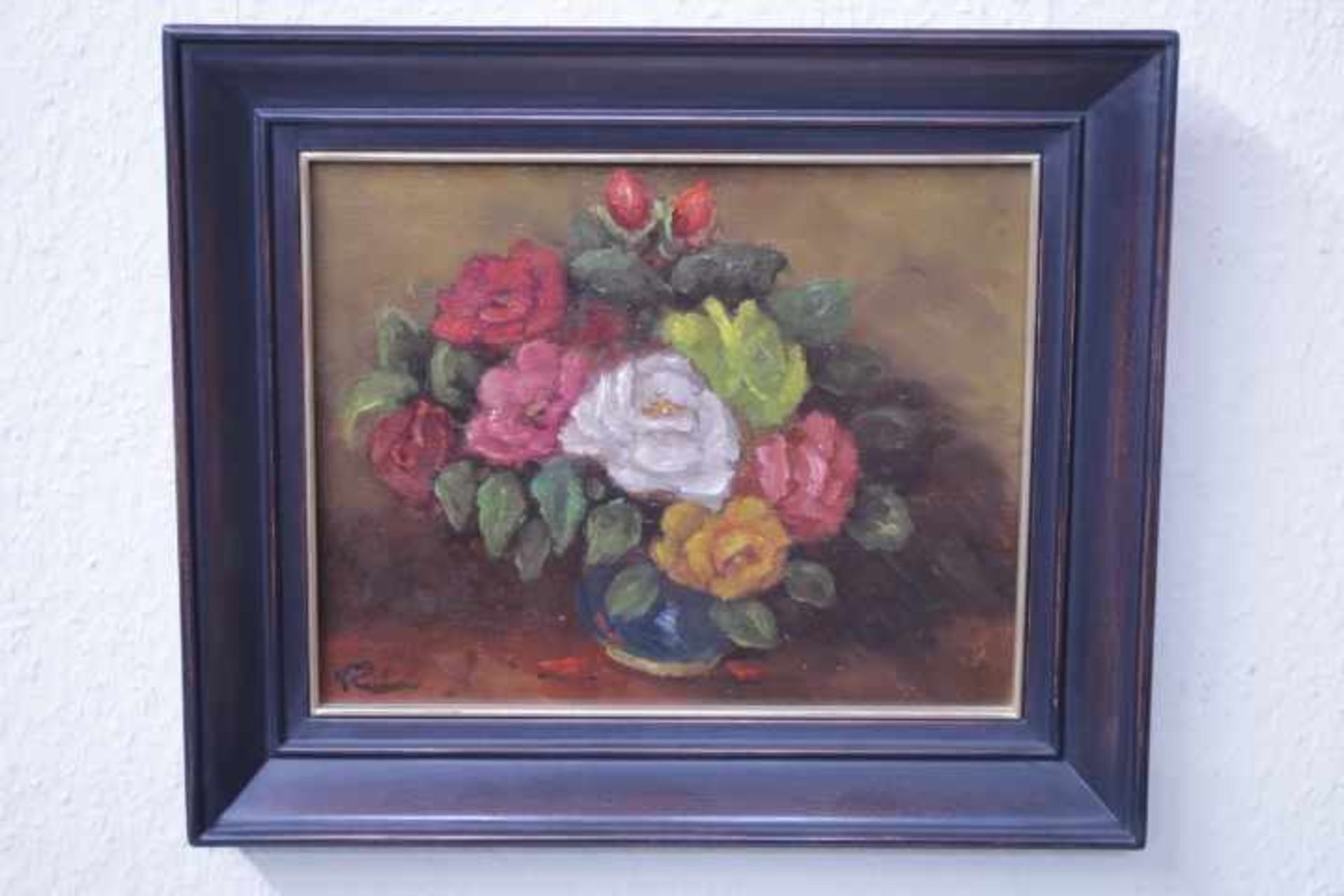 Wildeboer, Roel (1902-1989) ATTR. Blumen in Vase «unleserl.signÖl/Platte25x31cm gerahmt