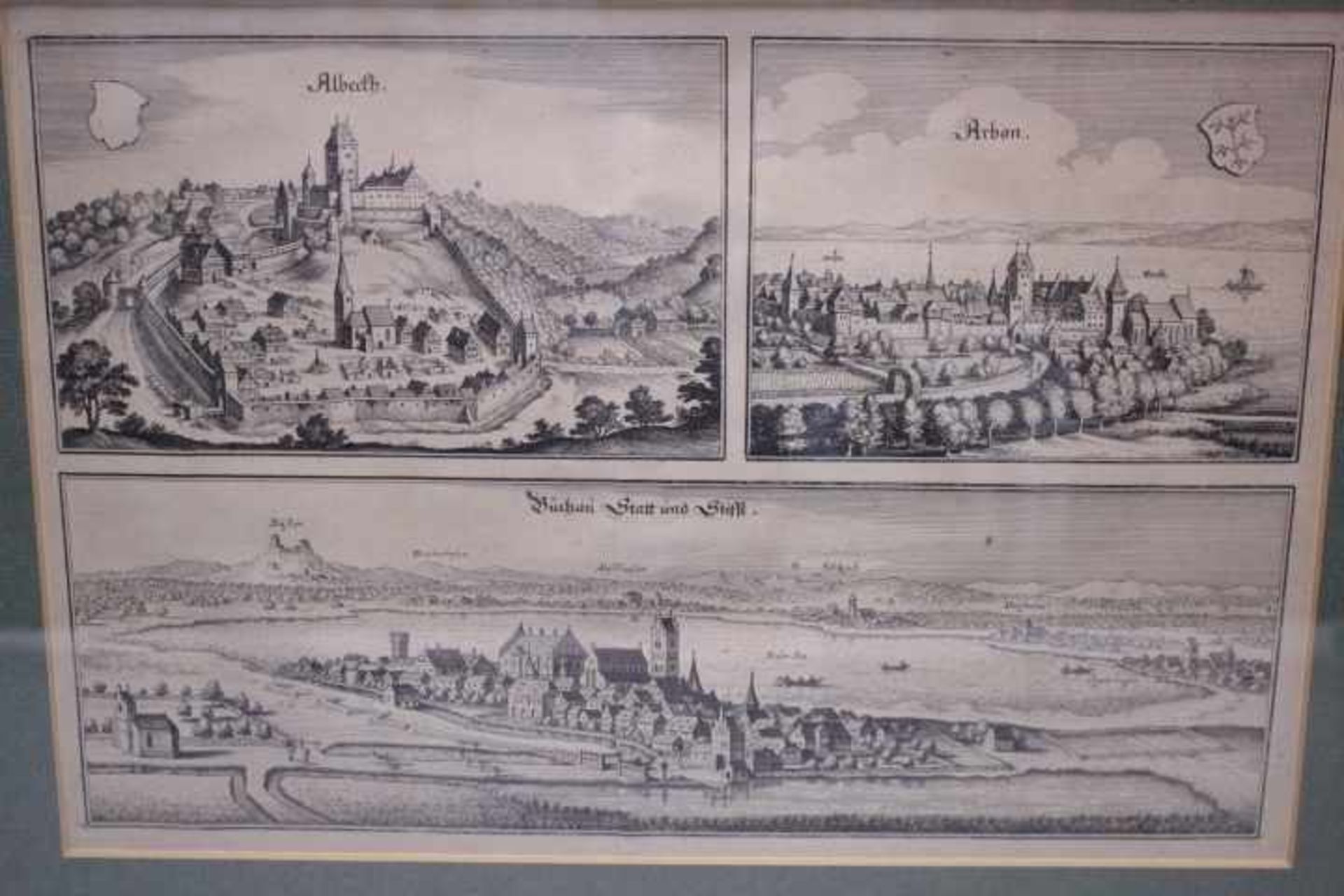 Merian Matthaeus 1593-16502 x 3 Grafiken in einem Blatt1.Dillingen,Dornstetten,Dornhan32 x 21cm2.A - Image 5 of 5