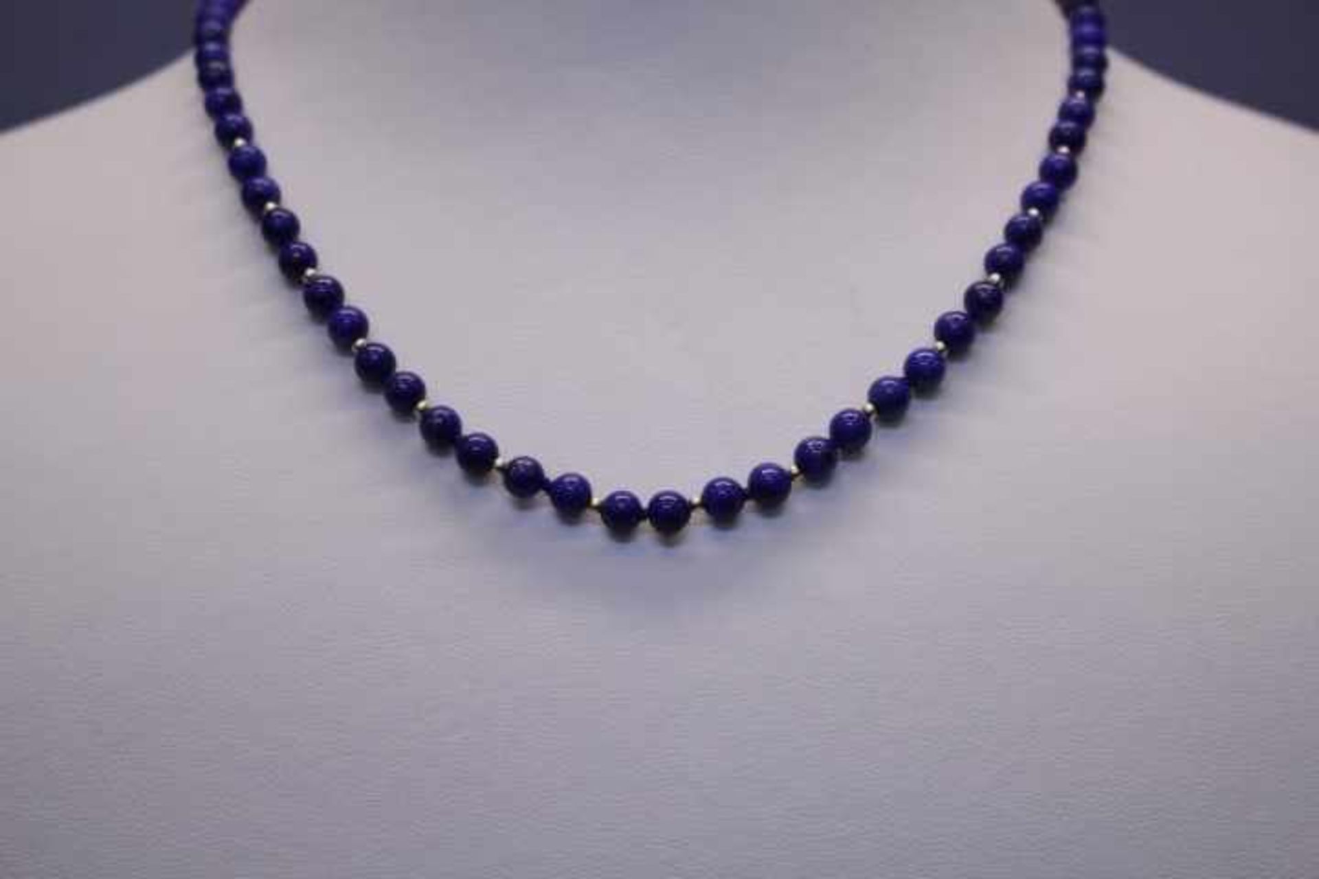 Lapislazuli Kettemit Double KügelchenVerschluß DoubleL:40cmDm:5mm