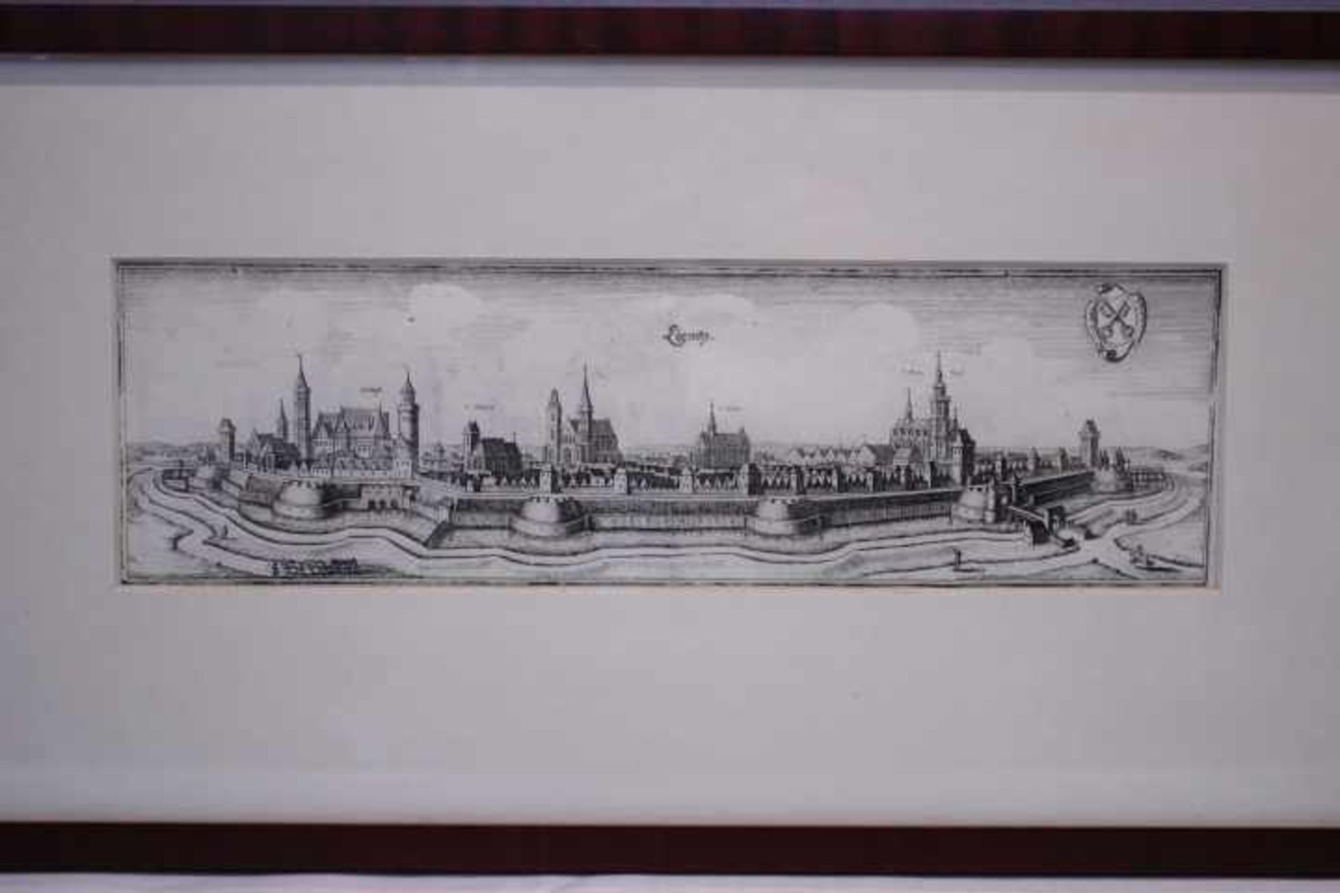 Merian Matthaeus 1593-1650 Lignitz «Grafik - TopographieBlattgr:35x11cmGerahmt / Hinterglas