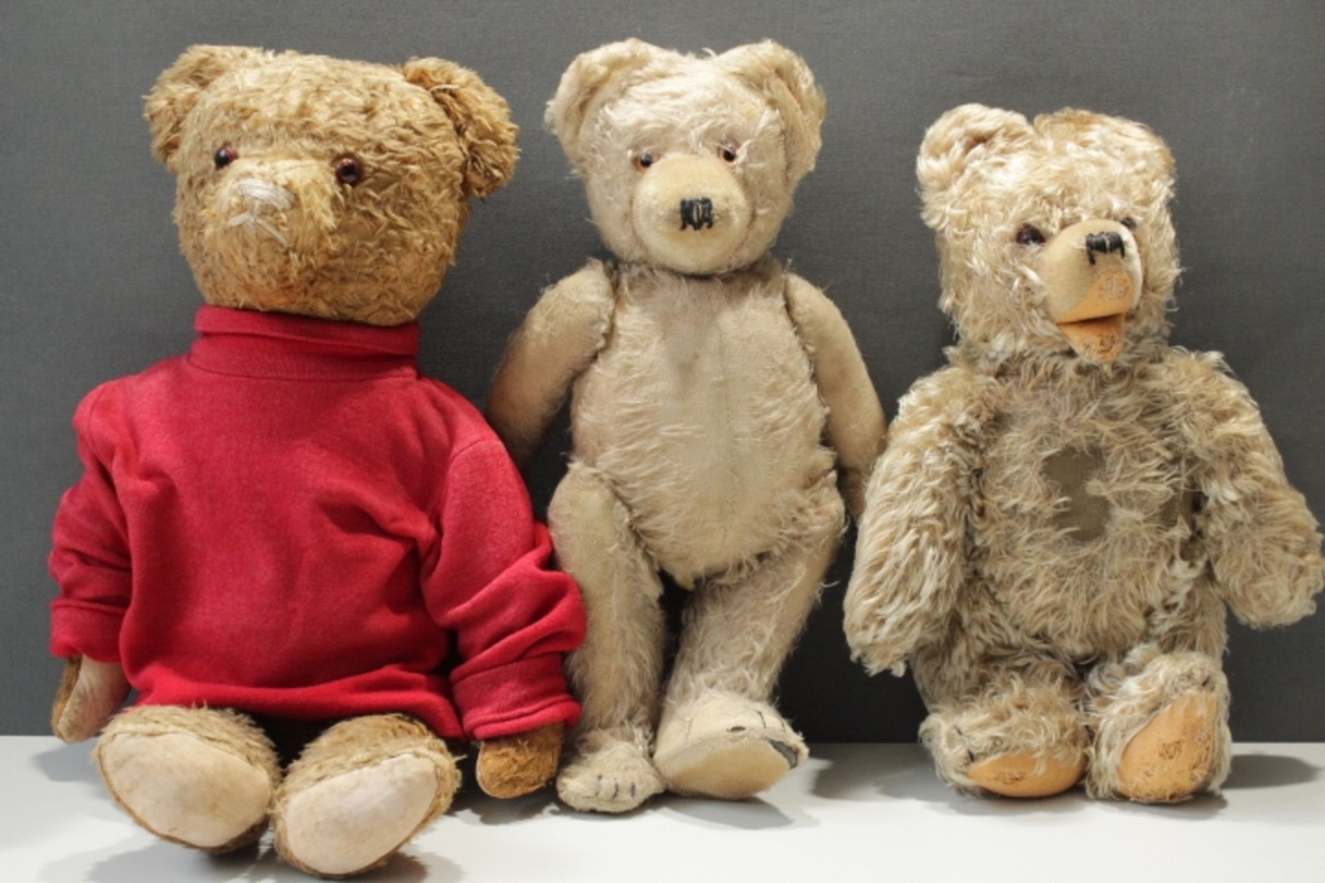 3 Teddybären mit Glasaugen