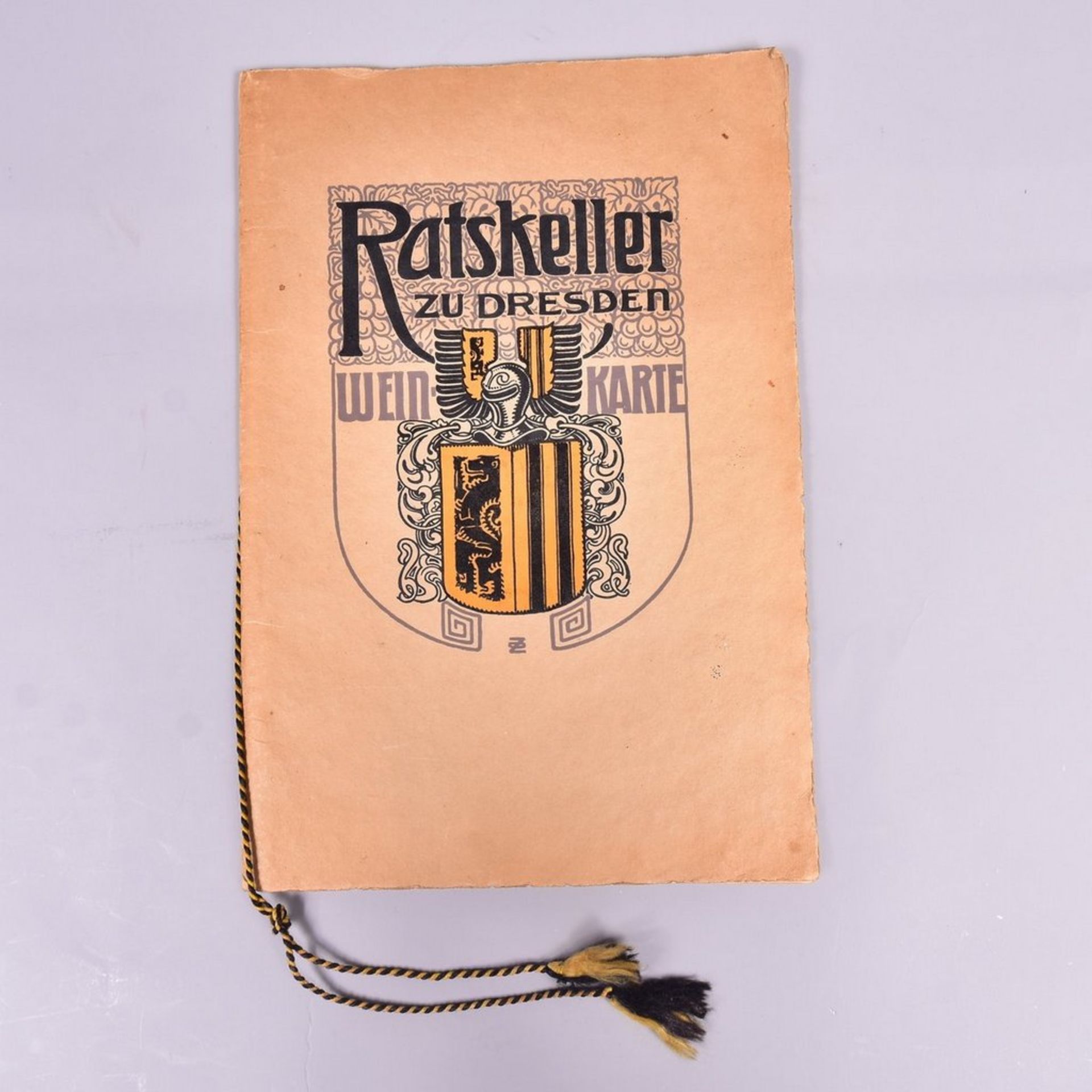 "Weinkarte Ratskeller zu Dresden", um 1910, Sammlerstück, wunderschöner Zeitzeuge im Jugendstil,
