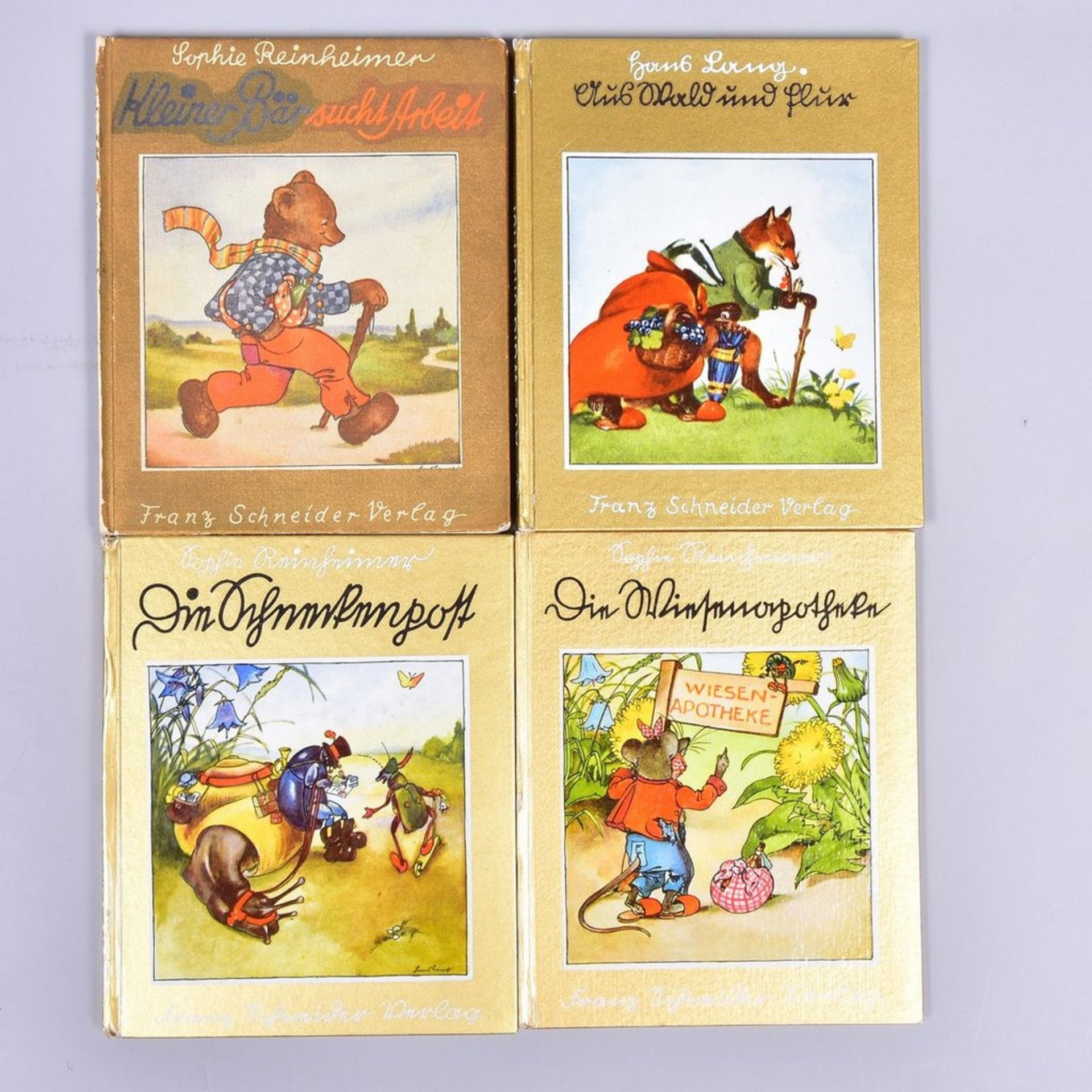 Konvolut 4 Kinderbücher," Die Schneckenpost" v. S. Reinheimer, "Die Wiesenapotheke" v. S.