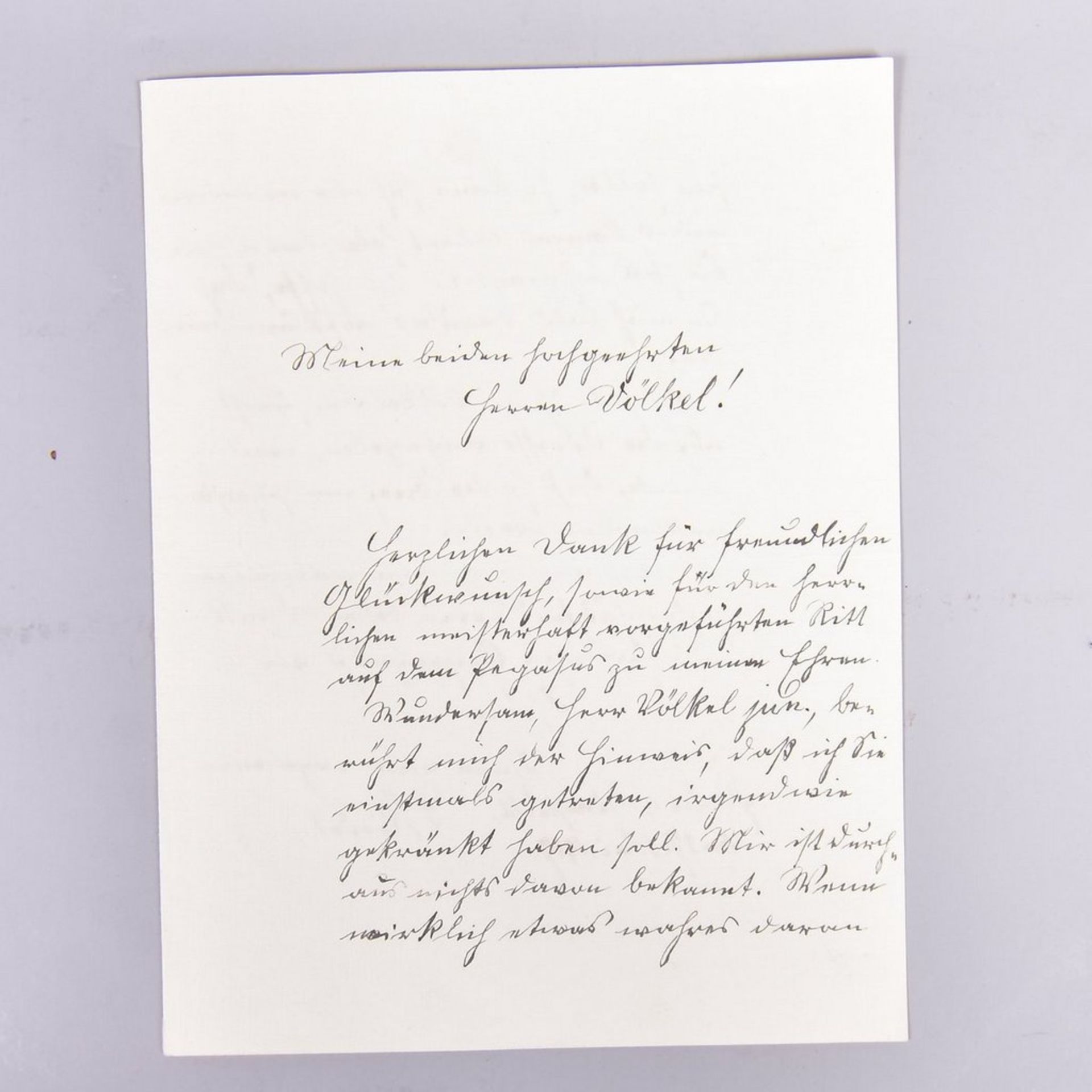 Original-Brief von Louis Riedel (Dichter/Lehrer aus Meßbach) an die Herren Völkel senior 17. Mai