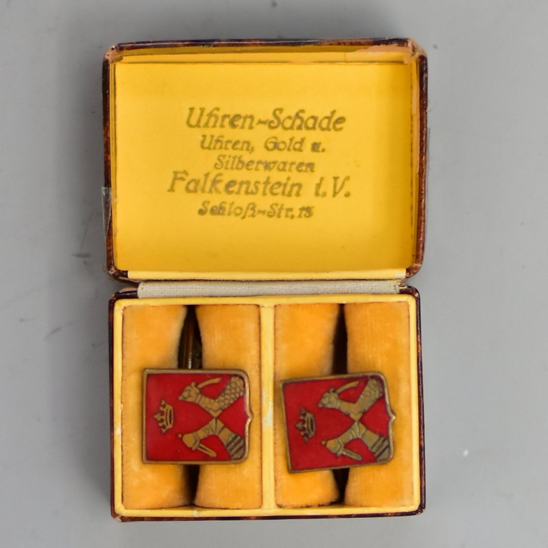 Manschettenknöpfe, 2. WK, mit Wappen von Nordkarelien (Finnland), emailliert, guter Zustand, gemarkt