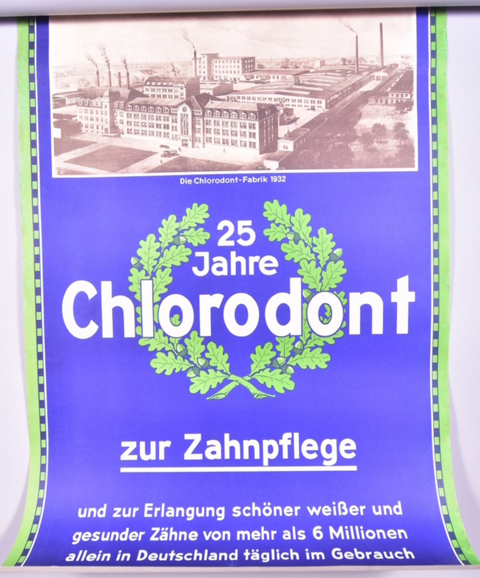 Werbeplakat "Chlorodont", Kunstanstalt Stengel & Co. Dresden, 57 x 85 cm, Zustand 1