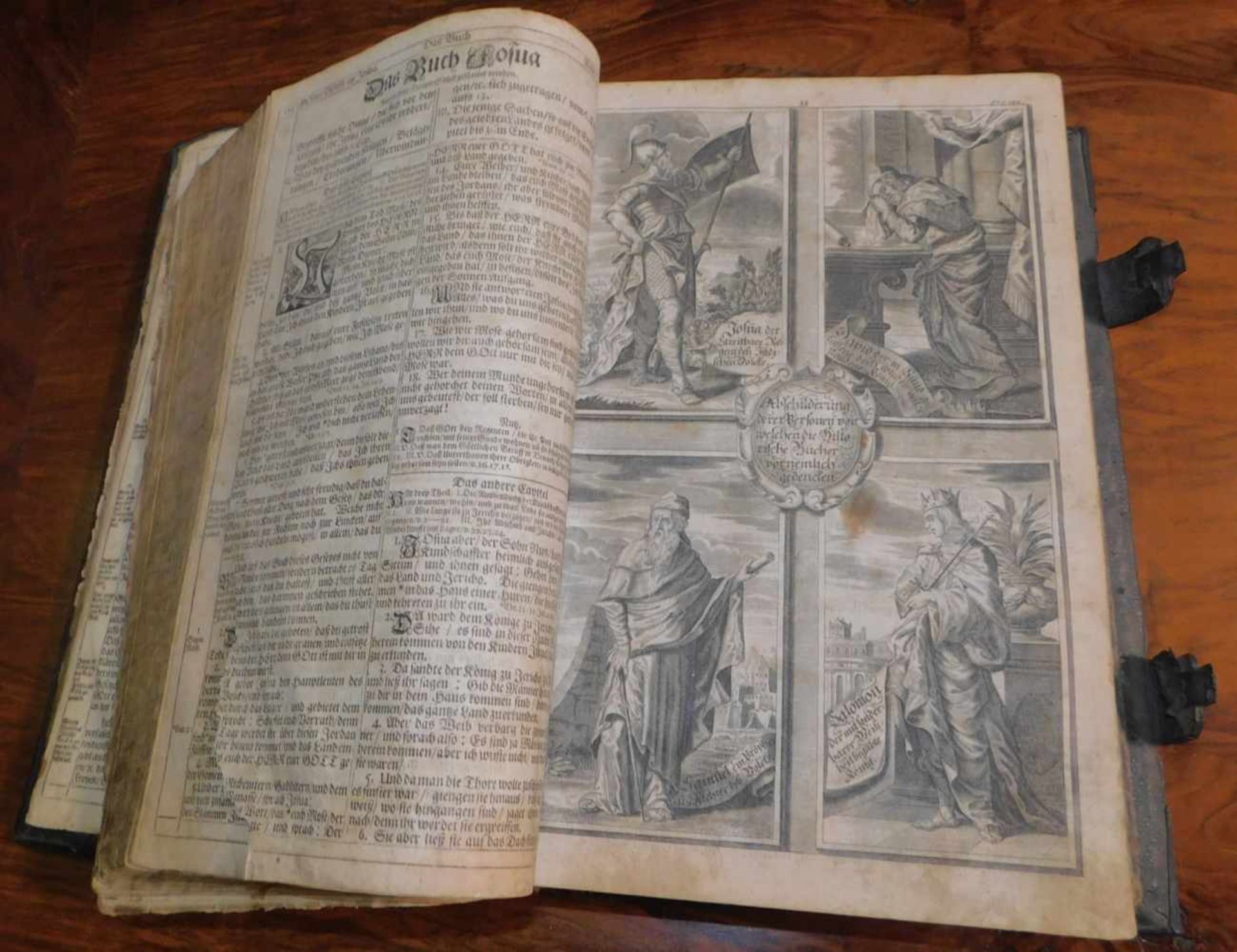 Luther Bibel von 1710, Kupferstiche, Ledereinband, Metallecken mit Ornamenten, ca. 1185 SeitenDie - Image 4 of 8