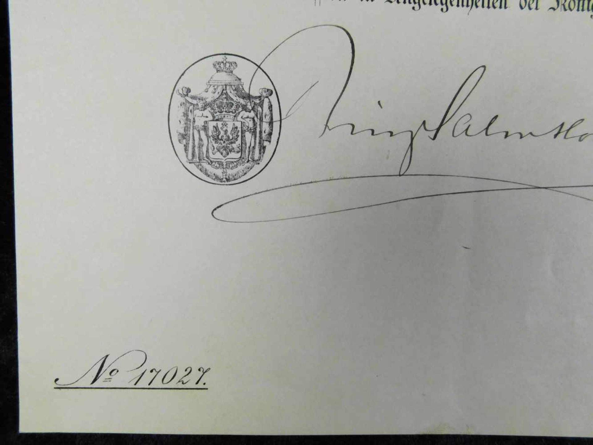 Urkunde Kreuz des Allgemeinen Ehrenzeichens 25.Sept. 1903, Auf Befehl seiner Majestät des - Image 2 of 2