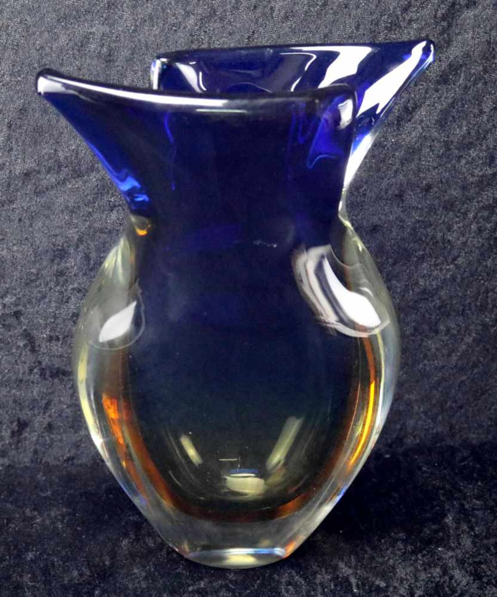 Murano, Italien, Sommerso-Vase, 1953, mit flachen, geschlitzten Kragen, Künstler Flavio Poli - Bild 2 aus 3