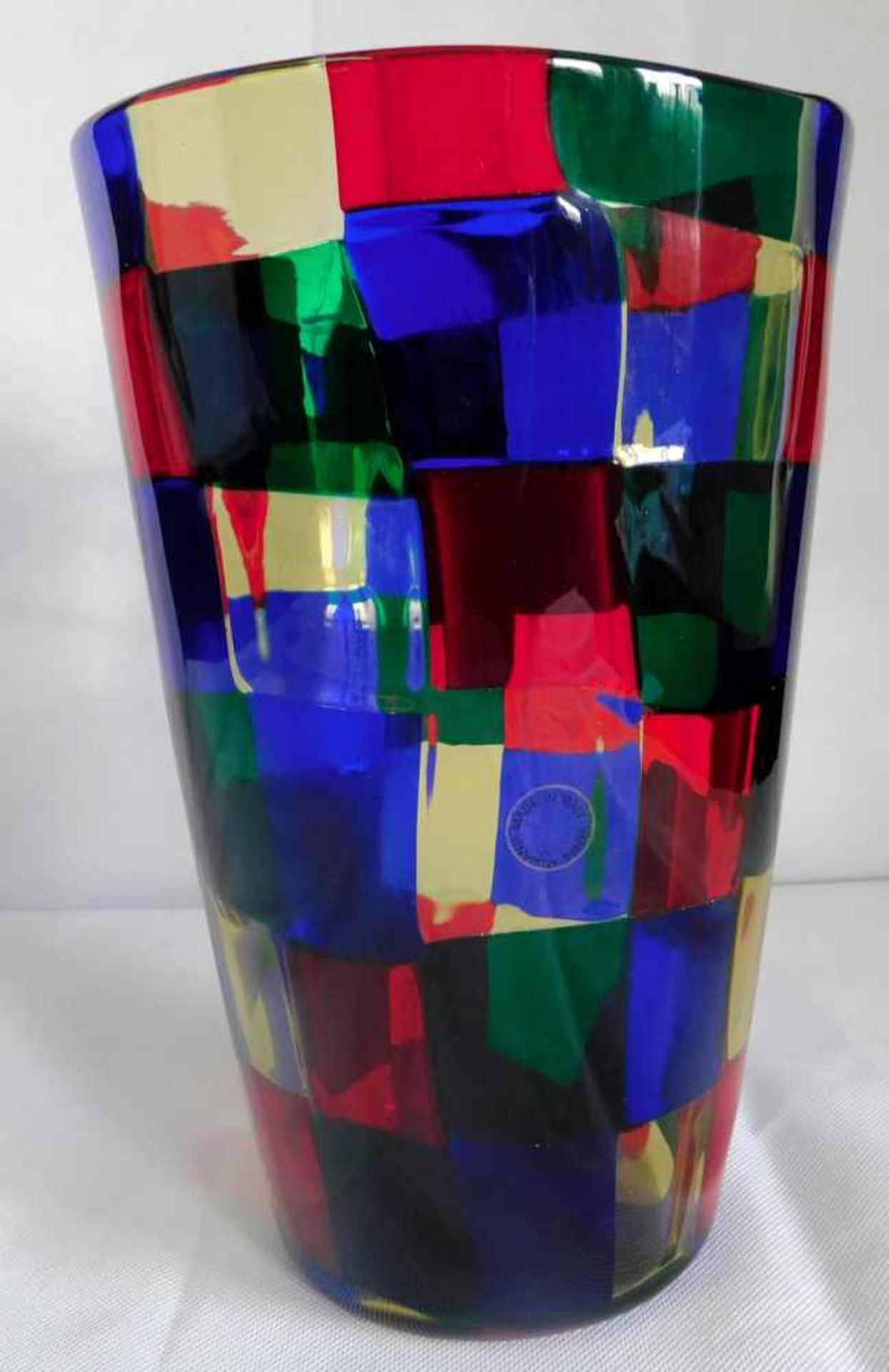 Murano Vase Pezzato, signiert Venini 94 Fulvio Bianconi