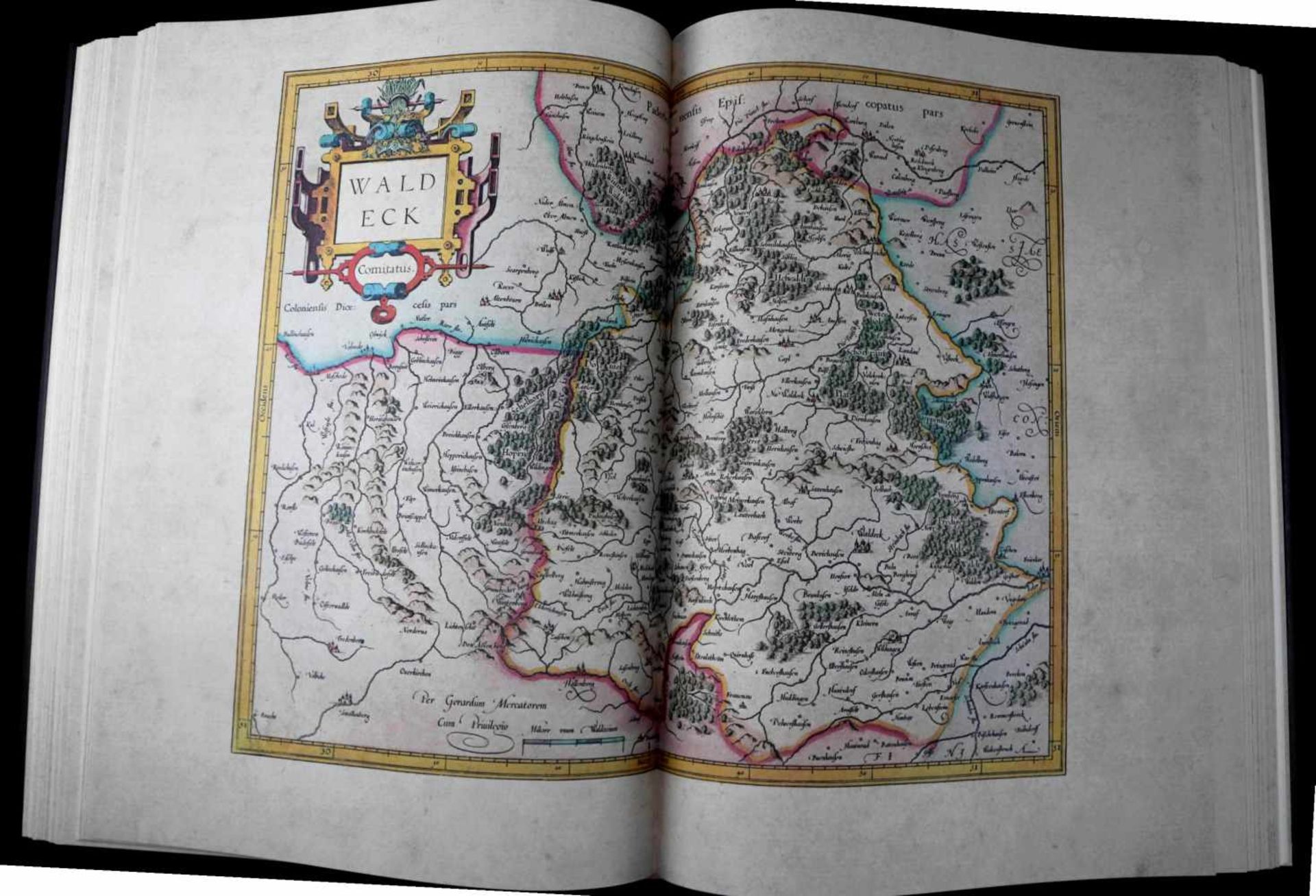 Faksimile, Atlas Geradus Mercator, 1595, Coronverlag, geprägtes Leder mit Goldverzierung, Band mit - Image 5 of 6