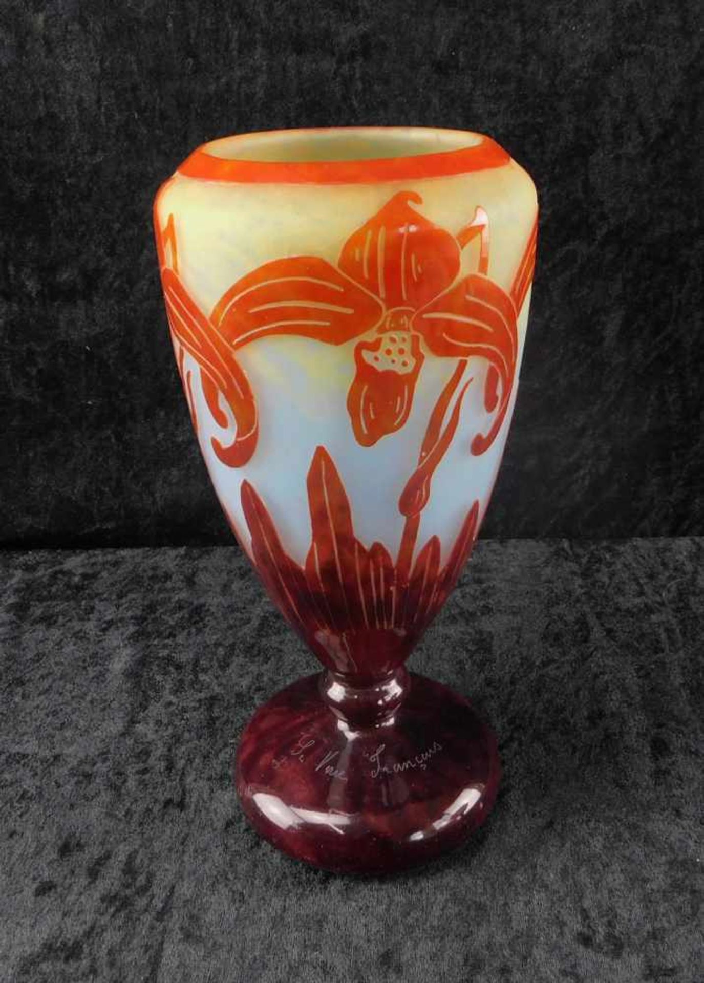 Verreries Schneider, Épinay-sur-Seine, Vase "Orchidées", 1924-27, Nadelätzung "Le Verre Francais" - Bild 6 aus 6