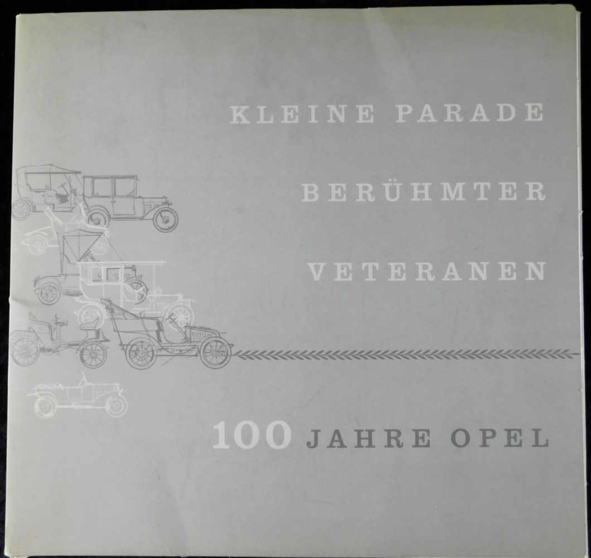 OPEL Jubiläumsmappe von 1962, 100 Jahre Opel mit 9 Abbildungen der Veteranen und Bericht über