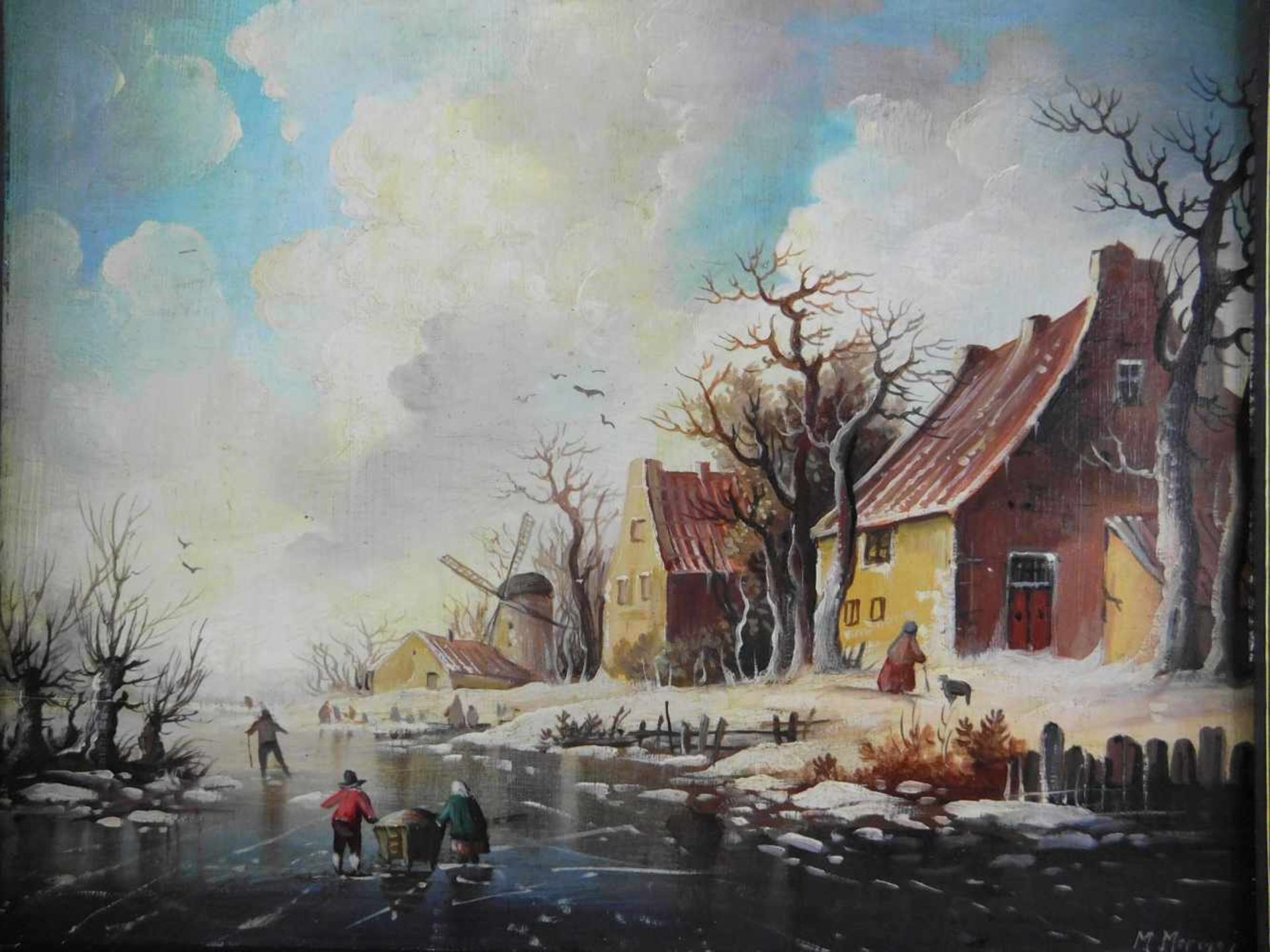 Maria Meriggi, Eisvergnügen, Öl auf Holz, signiert unten rechts, m.R. - Bild 2 aus 4