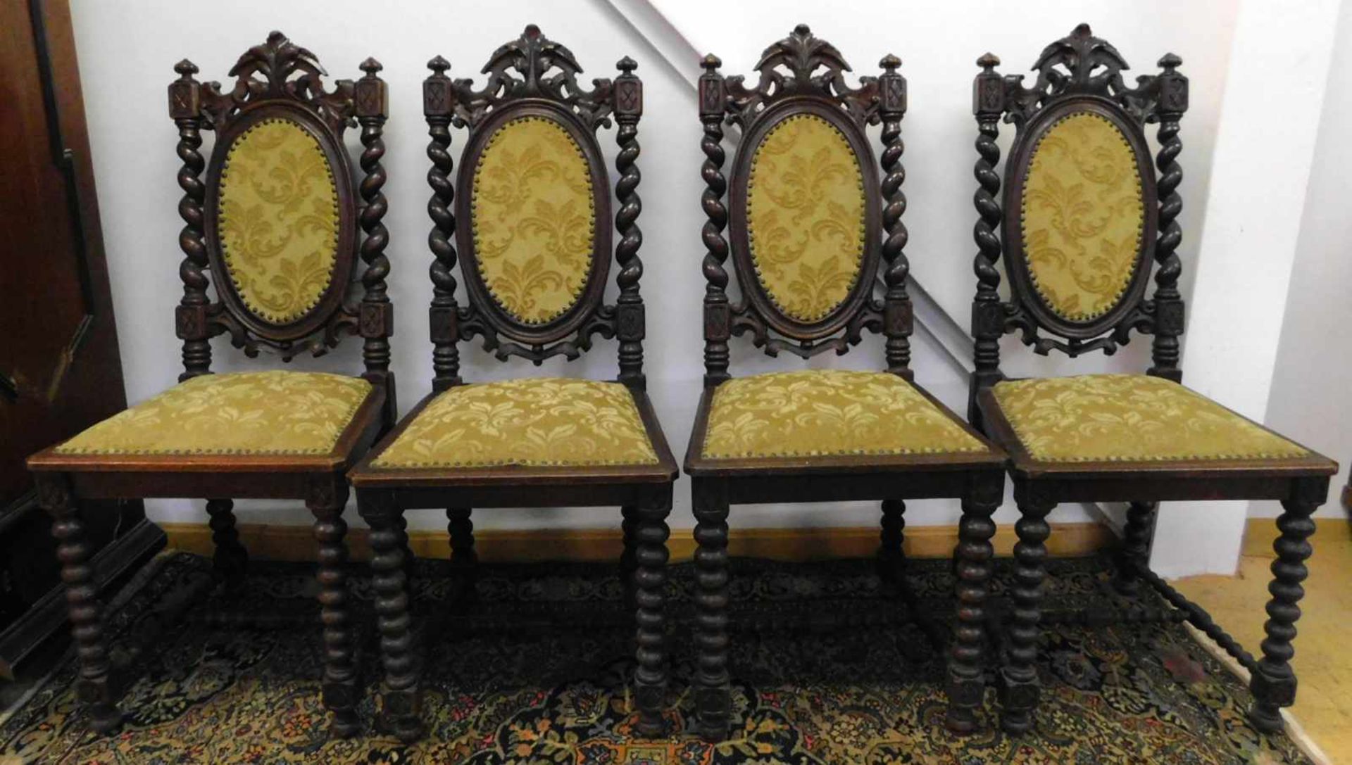 4 Stühle, Historismus um 1880, Eiche, Prunkausführung