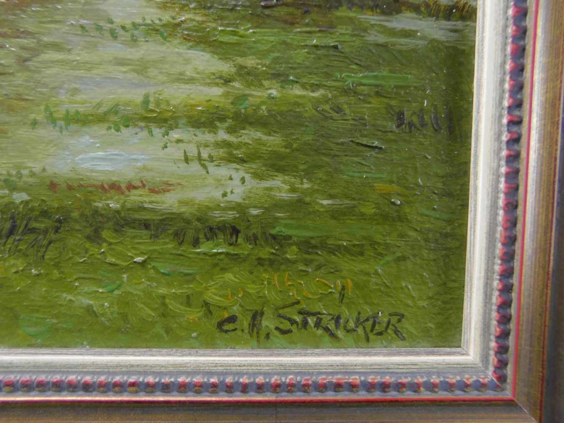 Carl Heinz Stricker (1926-2003), Seelandschaft, Öl auf Platte, signiert unten rechts, m.R. - Bild 3 aus 4