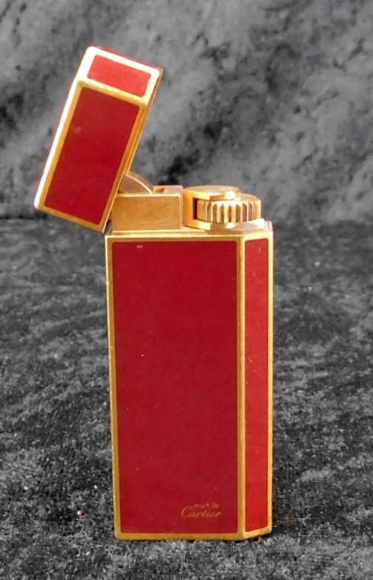 Cartier, Paris, Feuerzeug rot/gold - Image 2 of 4