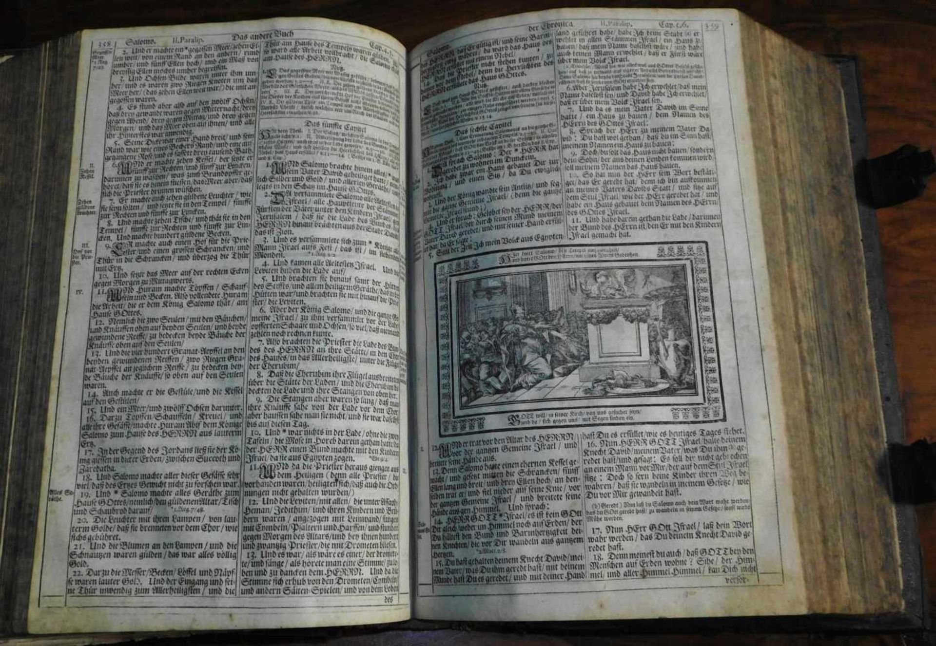 Luther Bibel von 1710, Kupferstiche, Ledereinband, Metallecken mit Ornamenten, ca. 1185 SeitenDie - Image 5 of 8