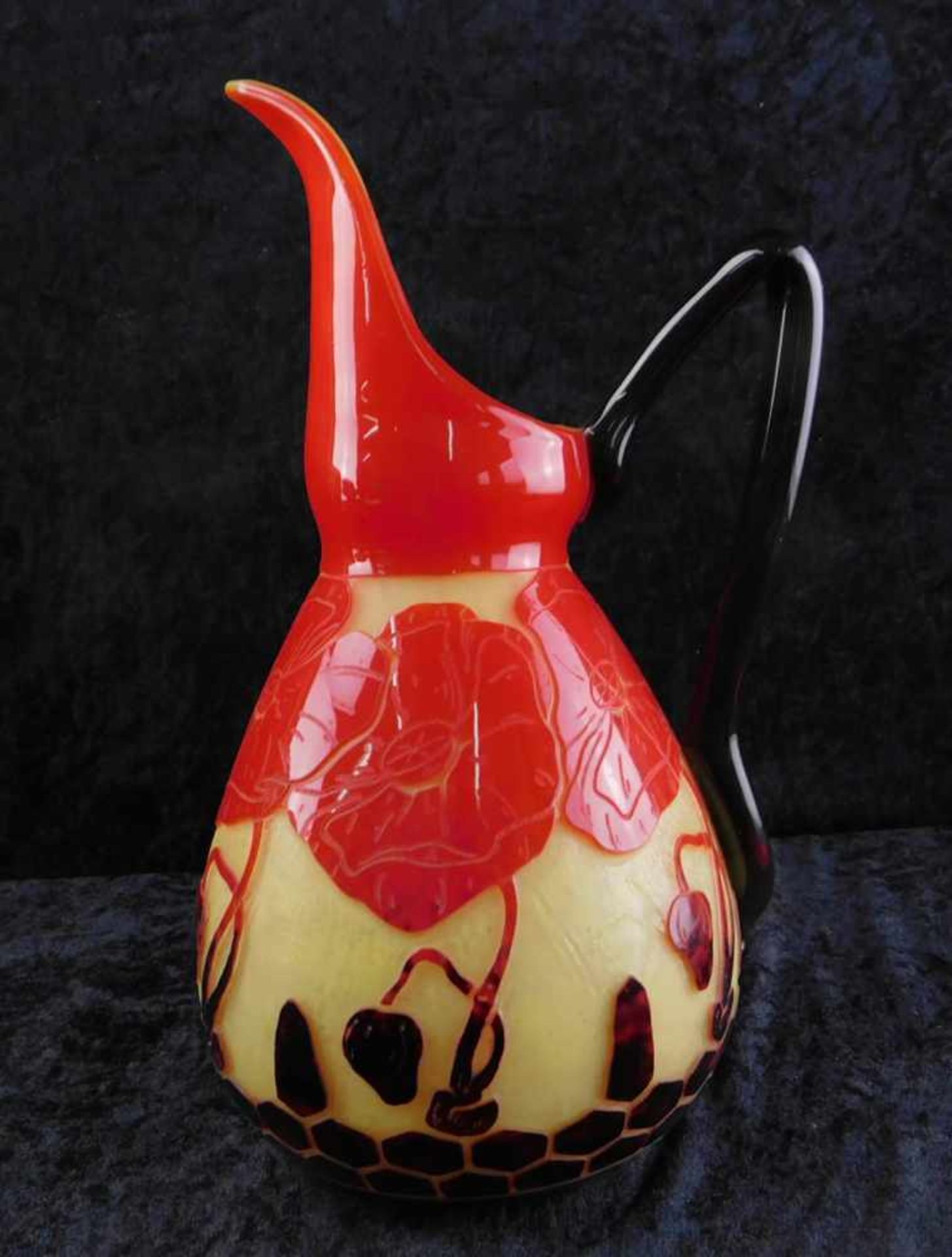 Verreries Schneider, Epinay-sur-Seine, Große Henkelvase "Pavots", 1923-26, Nadelätzung "Le Verre - Bild 3 aus 5