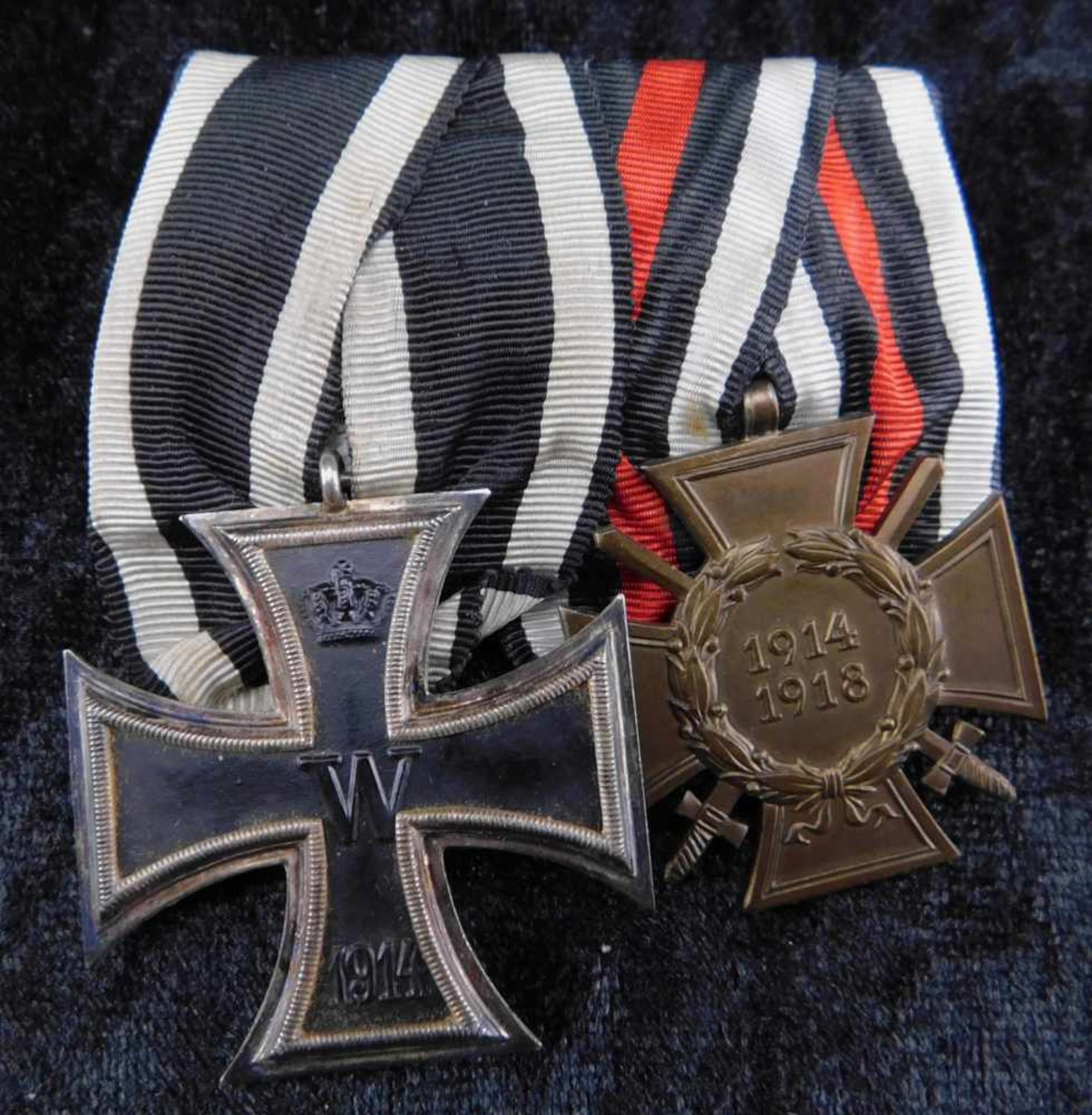 1. Weltkrieg, Ordensschnalle Eisernes Kreuz 1914 und Ehrenkreuz für Frontkämpfer 1914 - 1918
