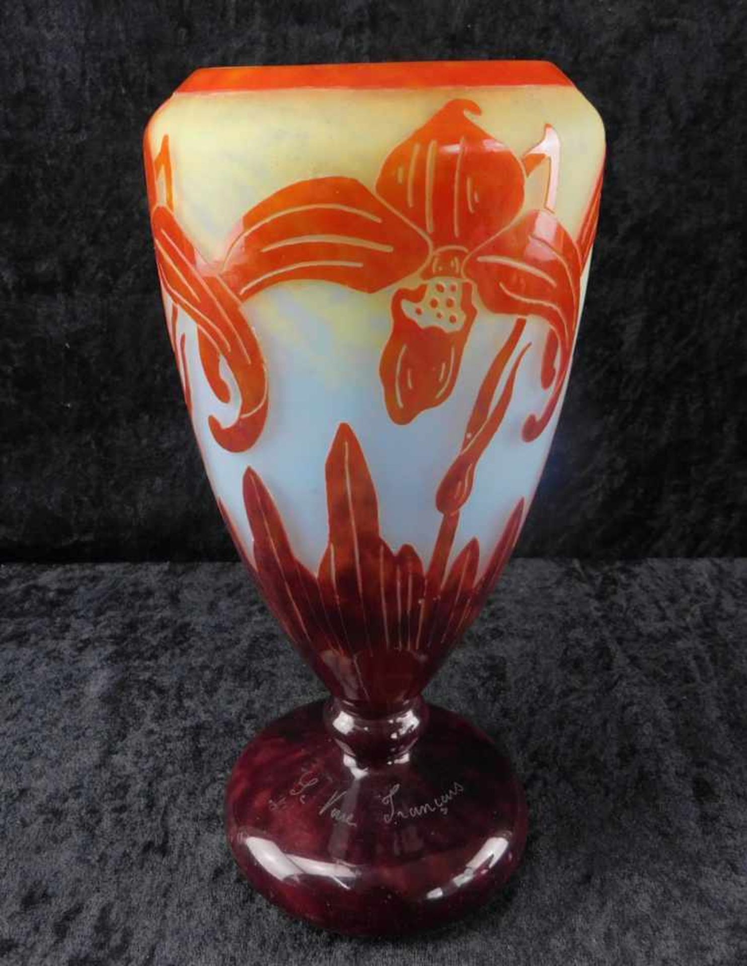 Verreries Schneider, Épinay-sur-Seine, Vase "Orchidées", 1924-27, Nadelätzung "Le Verre Francais"