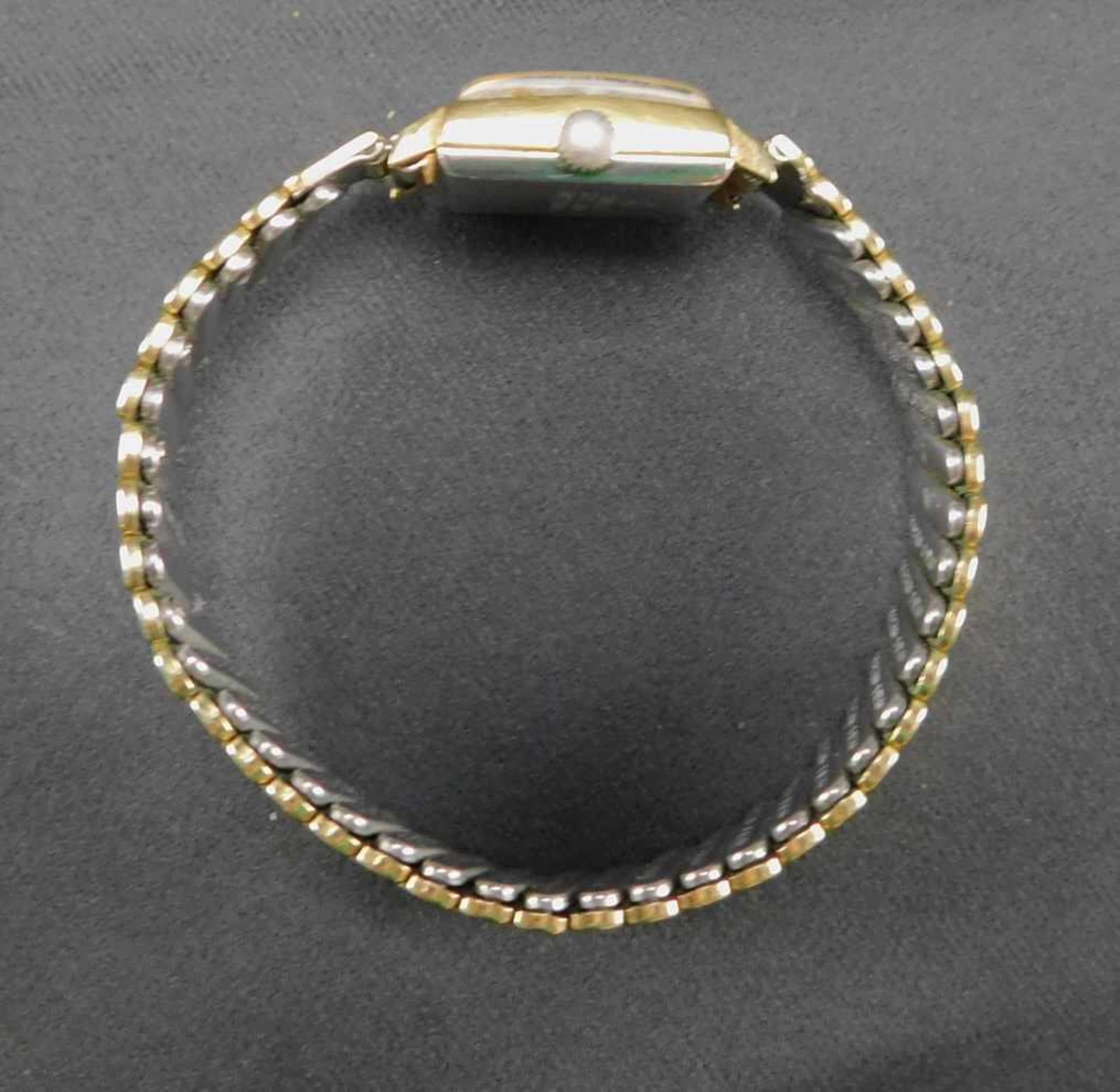 Junghans Damenuhr, vergoldet, Mitte 20. Jhdt., Elasto-Fix Armband, Handaufzug - Bild 4 aus 5
