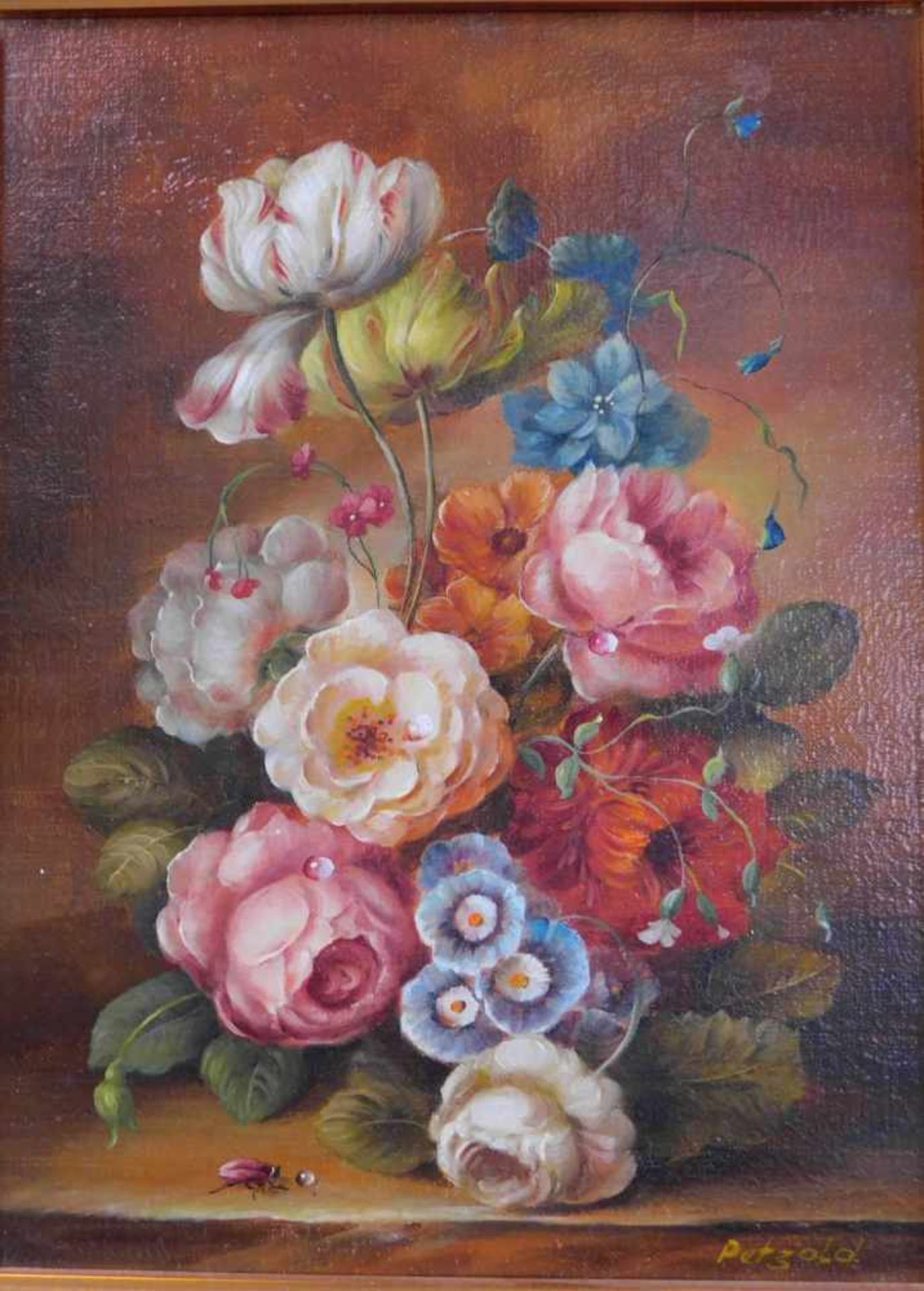 Elisabeth Petzold, (*1910), Stillleben Blumen, Öl auf Leinwand, signiert unten rechts, m.R. - Image 2 of 4