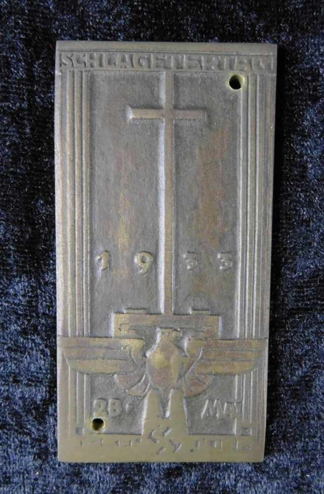 Bronzeschild, Hitlerjugend Alber Leo Schlageter, Schlageter, 28. Mai 1933, 9 x 4,5 cm