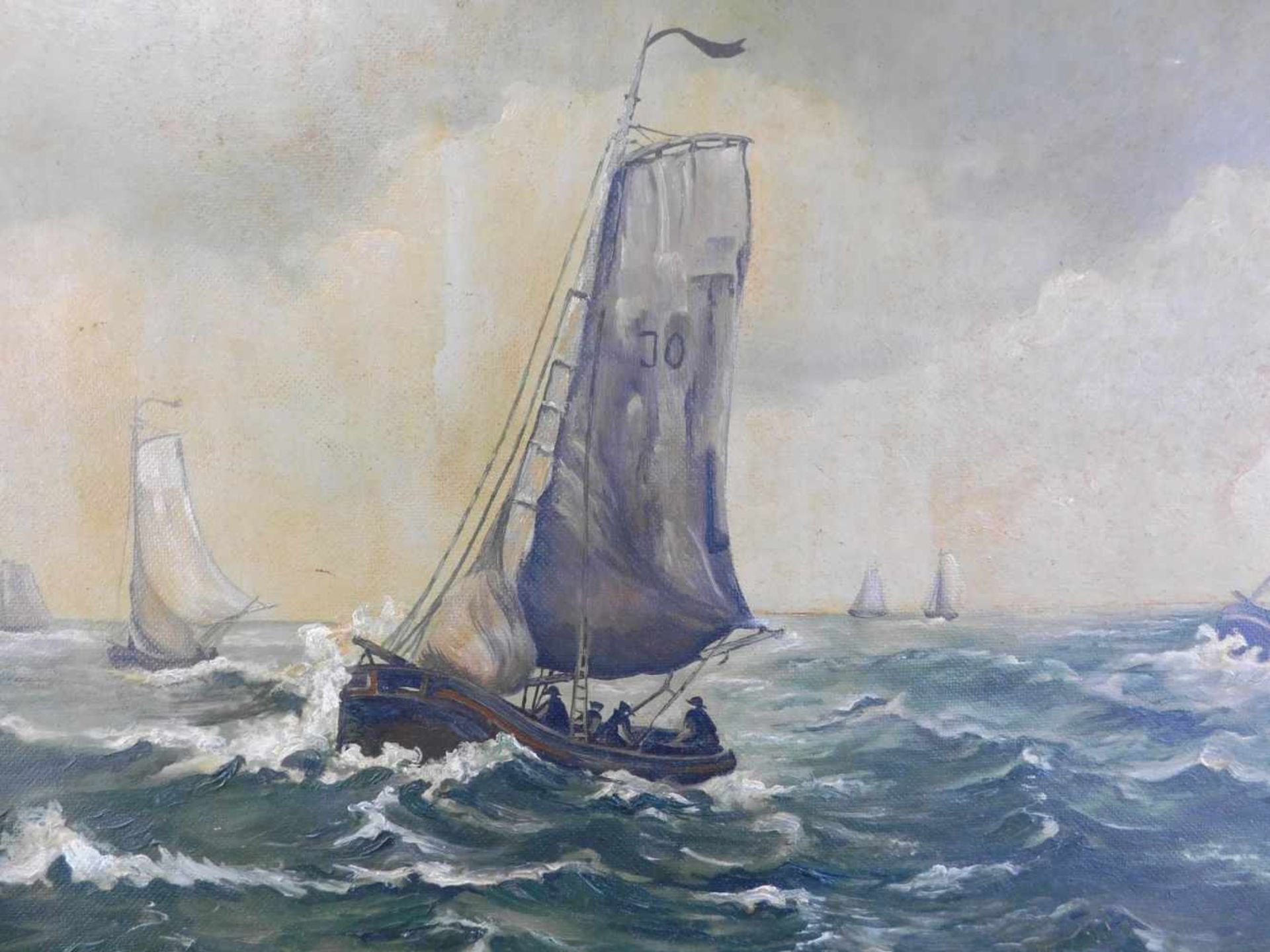 G. Dresler,20.Jhdt., Segelboote in rauher See, signiert u. dat. (19)57 unten rechts, m.R. - Bild 3 aus 6