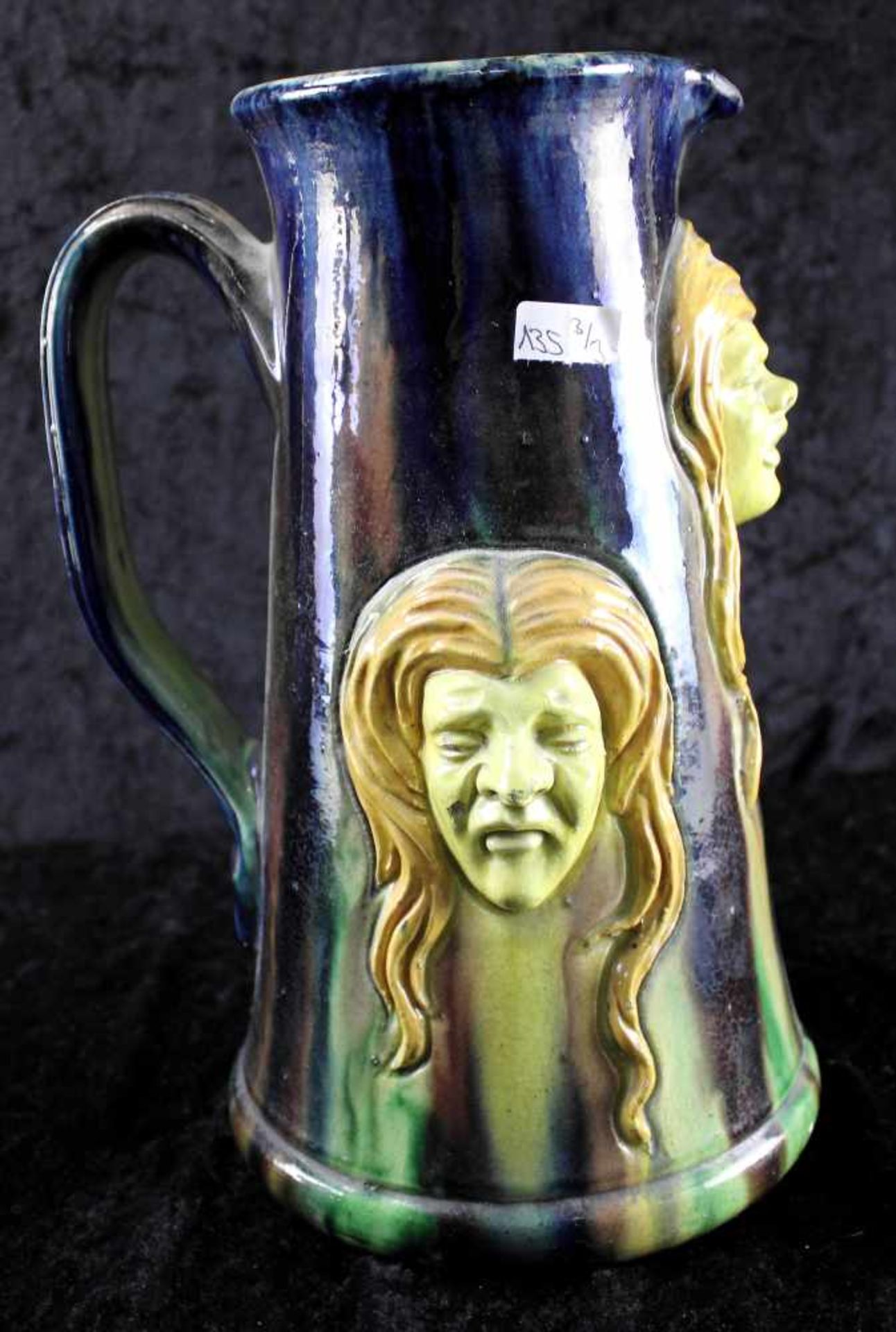 Große Jugendstil-Vase, Flämische Keramik, Vlaams Aardewerk, "3 Hexen", ca.1925, guter - Image 2 of 4