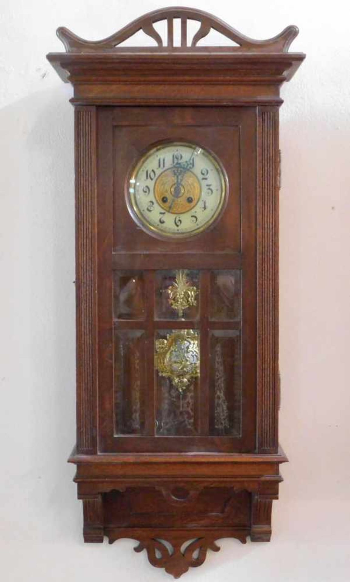 Großer Regulator, Eiche, Jugendstil um 1900, Glockengong, Uhrwerk punziert B.P. Patent und