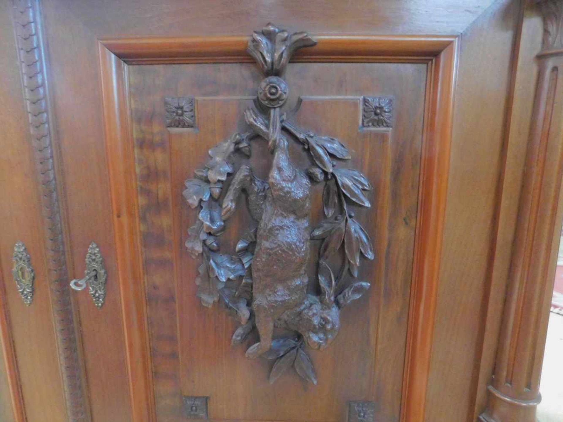 Aufsatzbuffet, Frankreich, Nussbaum um 1880, Jagdschrank - Bild 7 aus 7