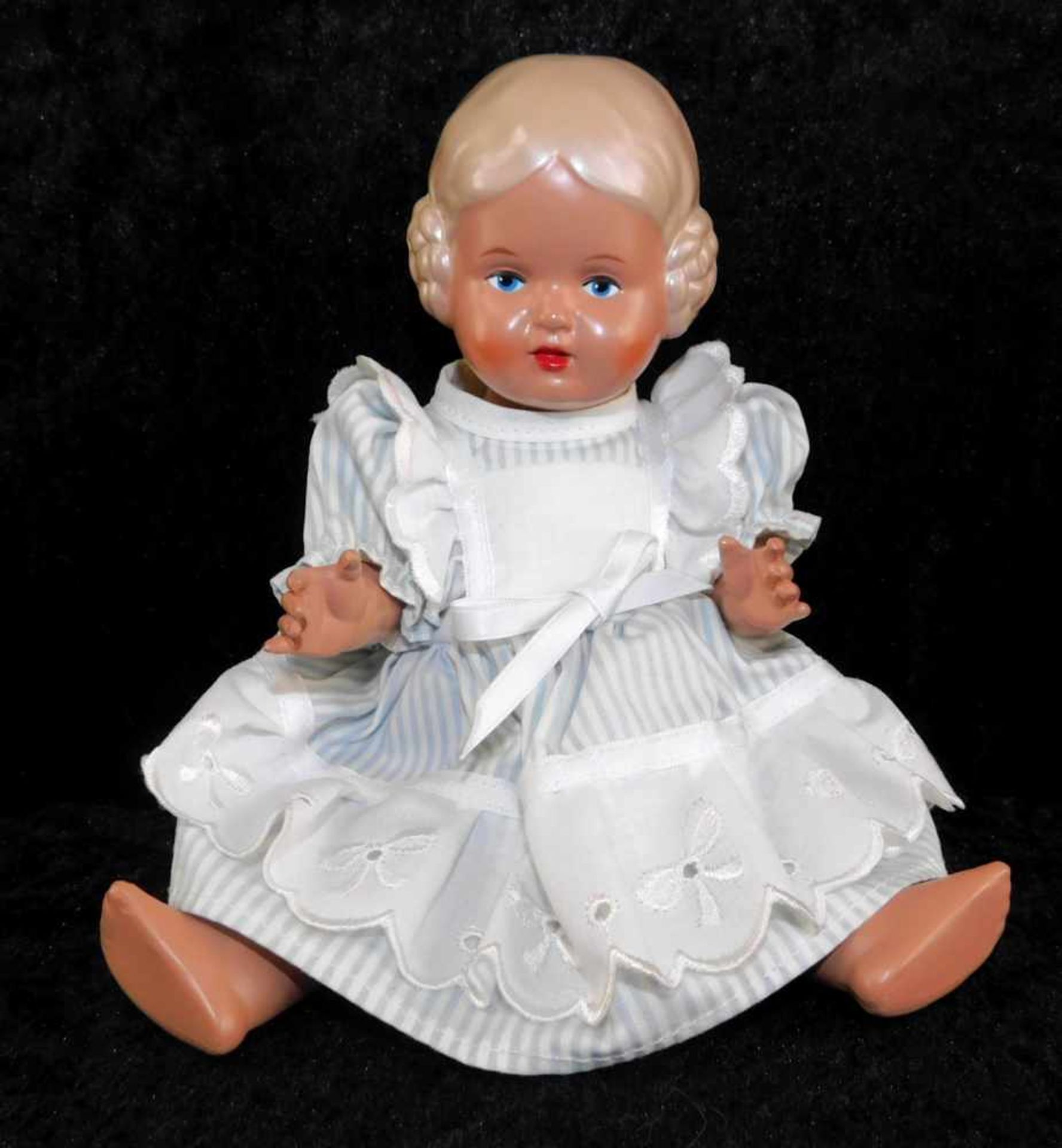 Puppe Schildkröt Nr. 25,Bärbel, 1940-50er Jahre, bewegliche Arme u. Beine, Höhe 24 cm, guter