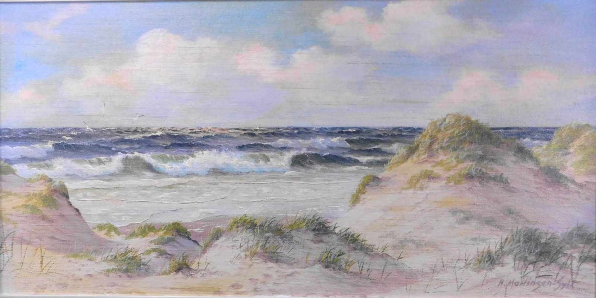 Helmut Martinsen, *1903-1982, Meeresbrandung auf Sylt, Öl auf Platte, signiert unten rechts mit - Bild 2 aus 6