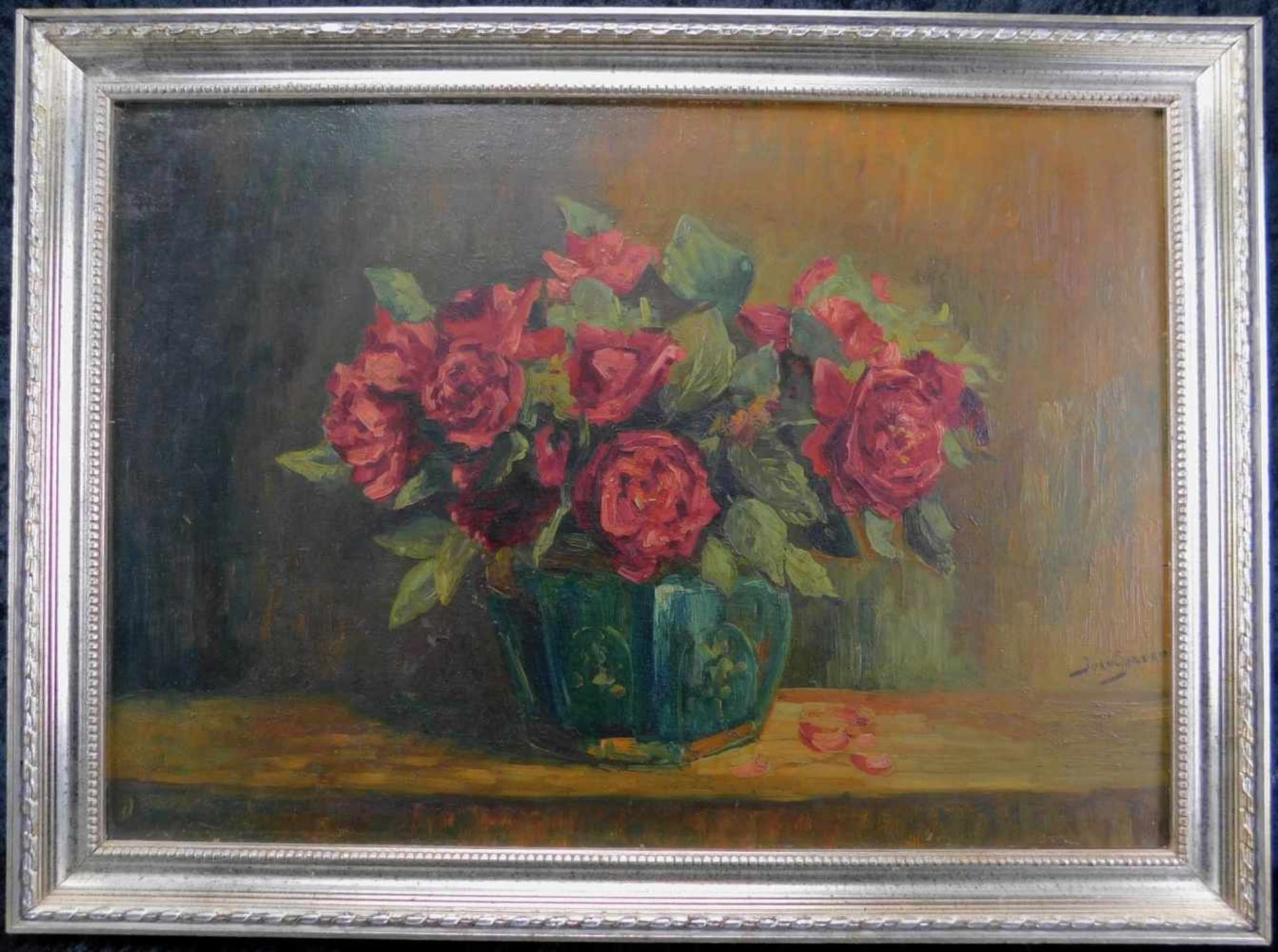 Stillleben "Rosen in Vase" m.R., unten rechts signiert, 20. Jhdt.