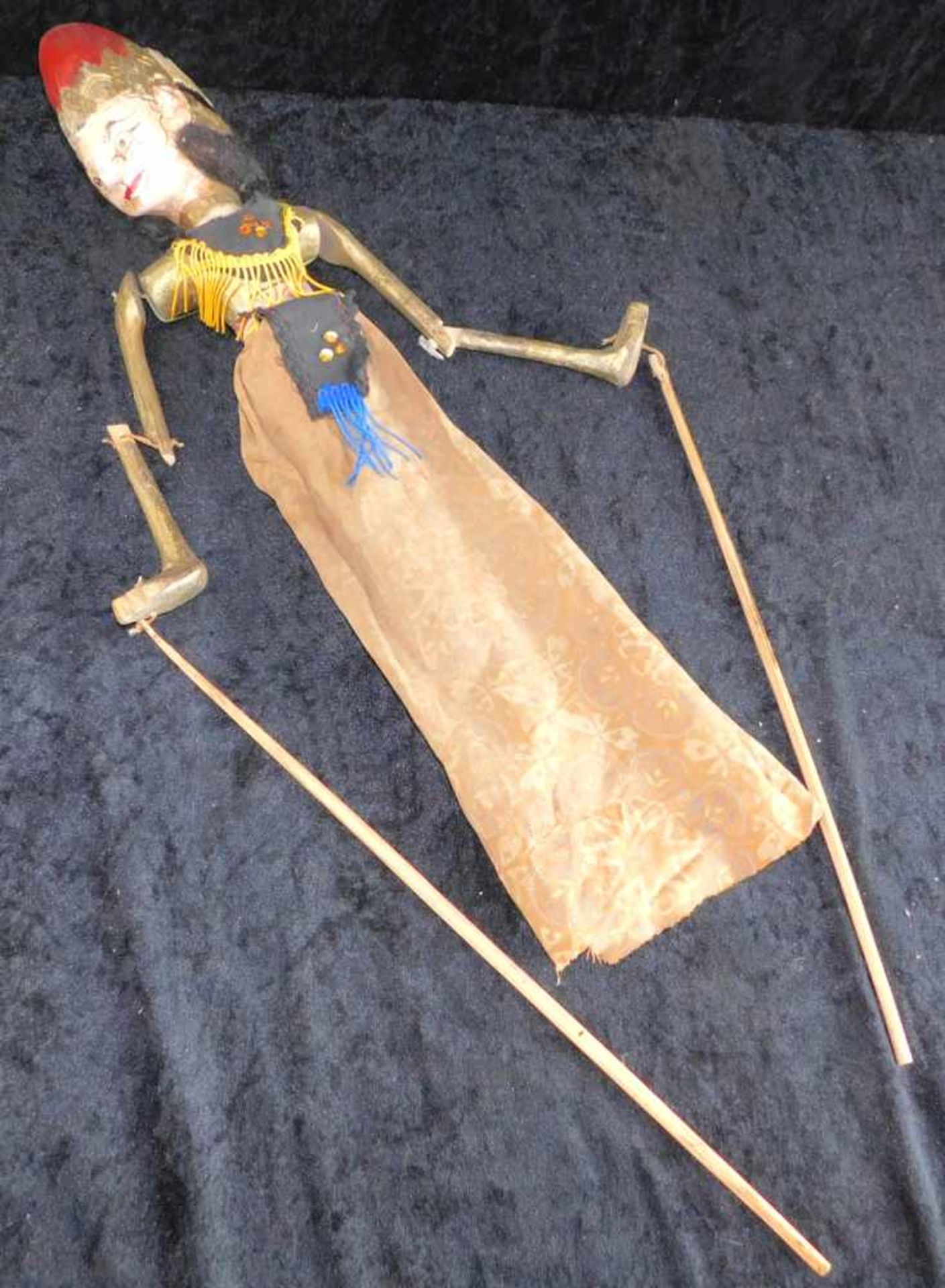 Marionette, Sri Lanka, um 1970, Stabmarionette Holz geschnitzt, polychrome Fassung, Höhe ca. 50