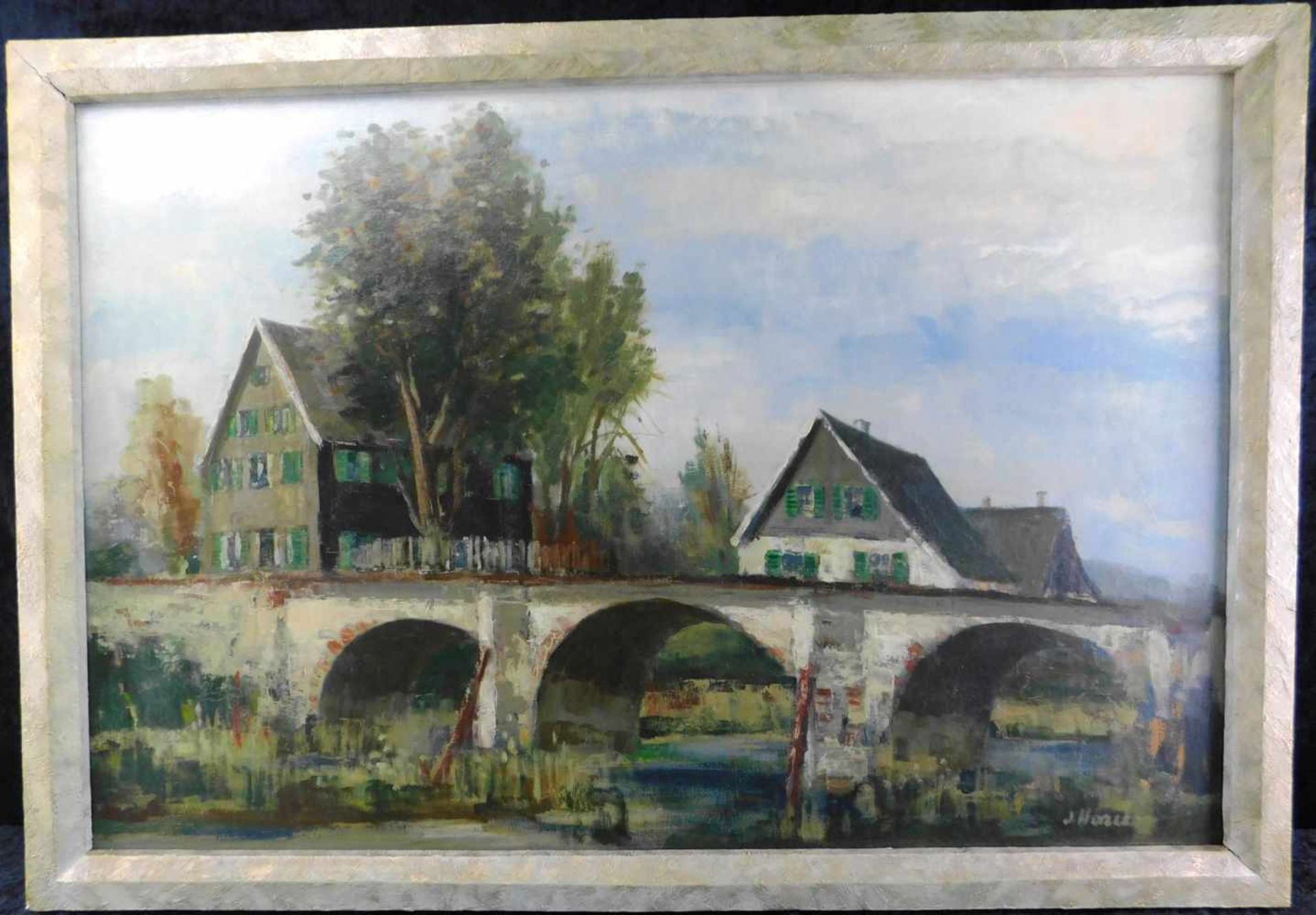 Josef Horn, 1902 Gevelsberg- 1951 Barmen/Wuppertal, Alte Kräwinklerbrücke, Öl auf Platte, sign.
