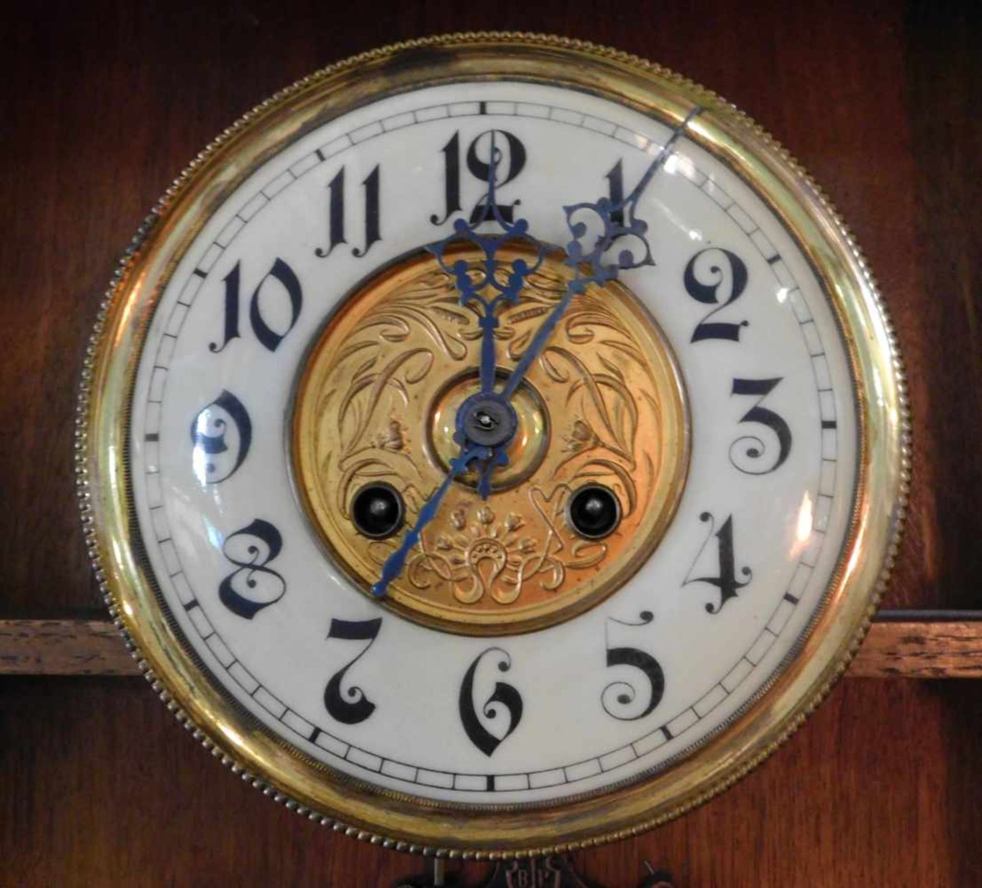Großer Regulator, Eiche, Jugendstil um 1900, Glockengong, Uhrwerk punziert B.P. Patent und - Bild 3 aus 7